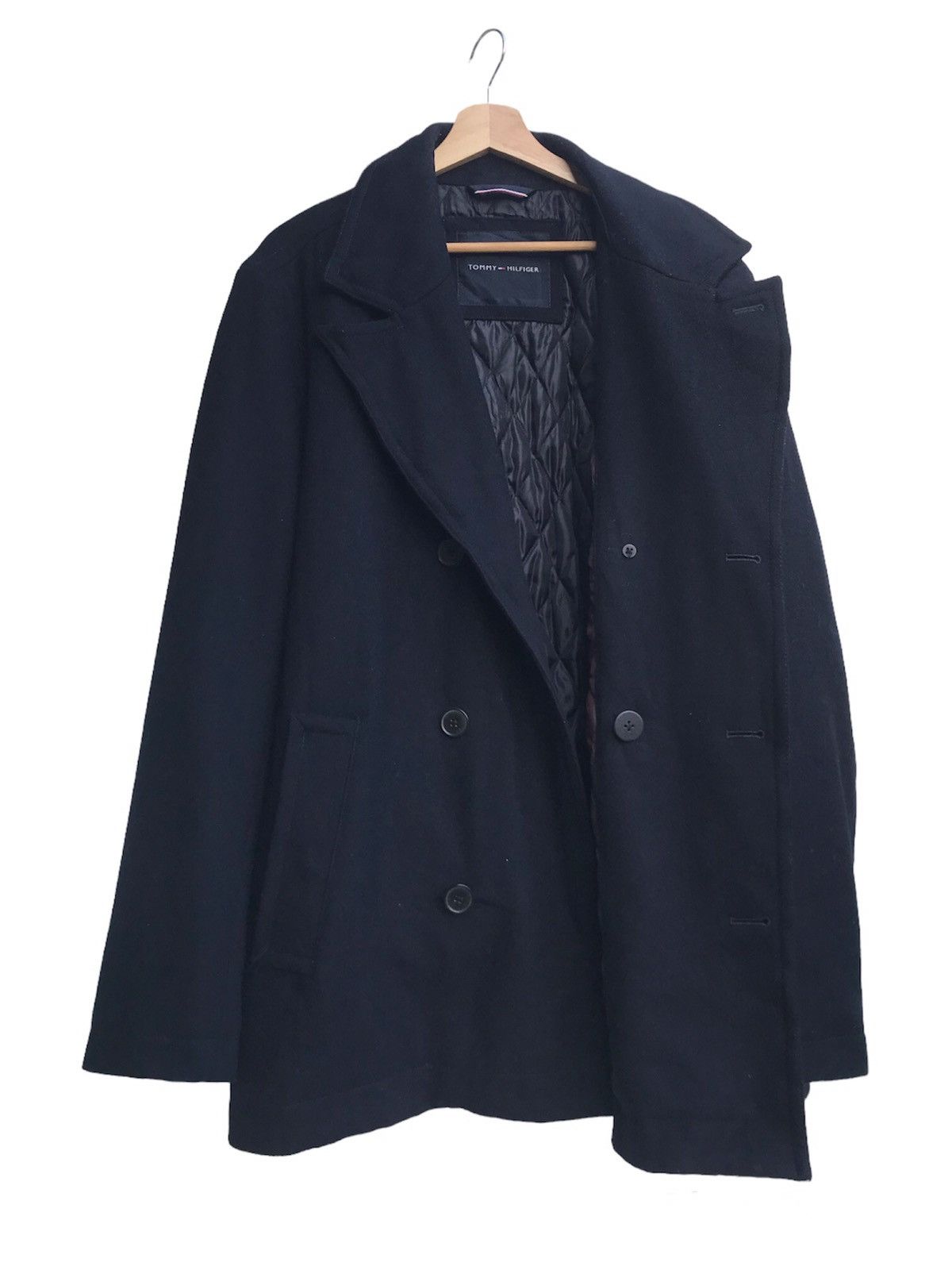 Designer × Tommy Hilfiger Tommy Hilfiger Navy Wool Blend Double Breasted Walker Coat Size US XL / EU 56 / 4 - 4 Thumbnail