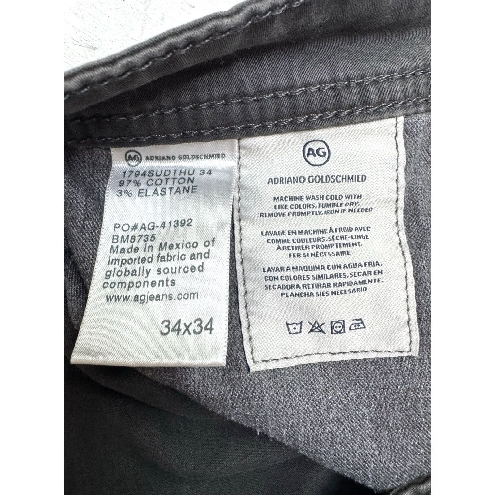 Vintage AG Adriano Goldschmied The Everett Slim Straight Chino Pants Gray Mens 34x34 Slim Flat Front 5-Pocket Logo Cotton Size US 34 / EU 50 - 4 Thumbnail