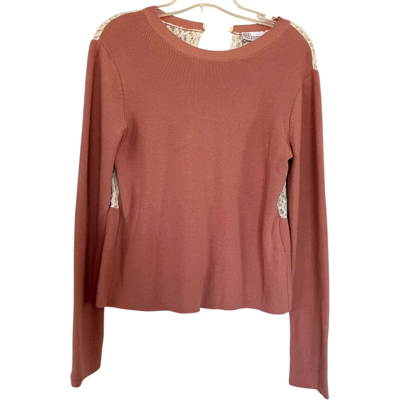 RED Valentino Red Valentino Mauve Rose Lace Tie Back Long Sleeve Top Size S / US 4 / IT 40 - 1 Thumbnail