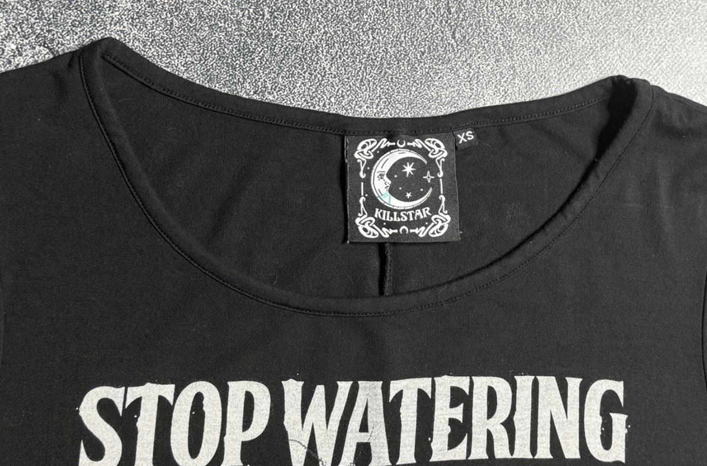 Killstar Killstar “Stop Watering Dead Plants” Gothic Split Hem Top Size XS / US 0-2 / IT 36-38 - 2 Thumbnail