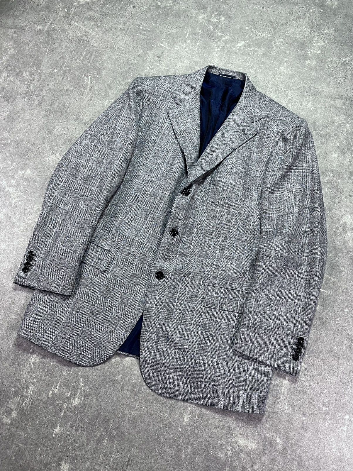 Kiton Kiton Napoli Cashmere Linen Silk Plaid Blazer Jacket 52 Size 52R - 6 Thumbnail