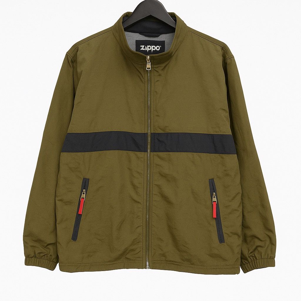 Zippo Vintage Zippo Japan Olive Green Nylon Windbreaker Jacket Size US L / EU 52-54 / 3 - 1 Thumbnail