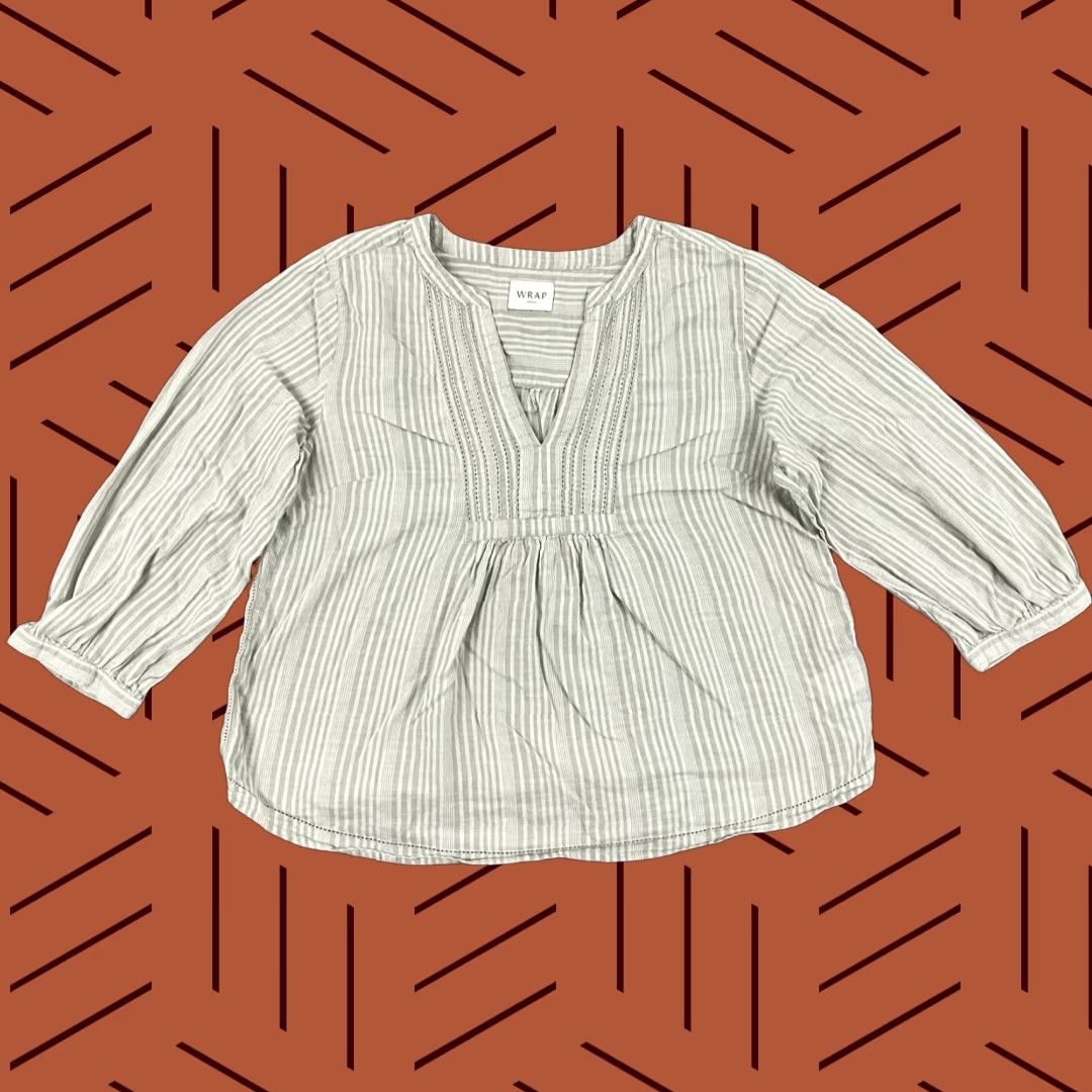 Vintage VINTAGE Wrap London Blouse Top Womens UK 14 US 10 Striped Cotton Casual Summer Spring 2020s Size L / US 10 / IT 46 - 1 Thumbnail