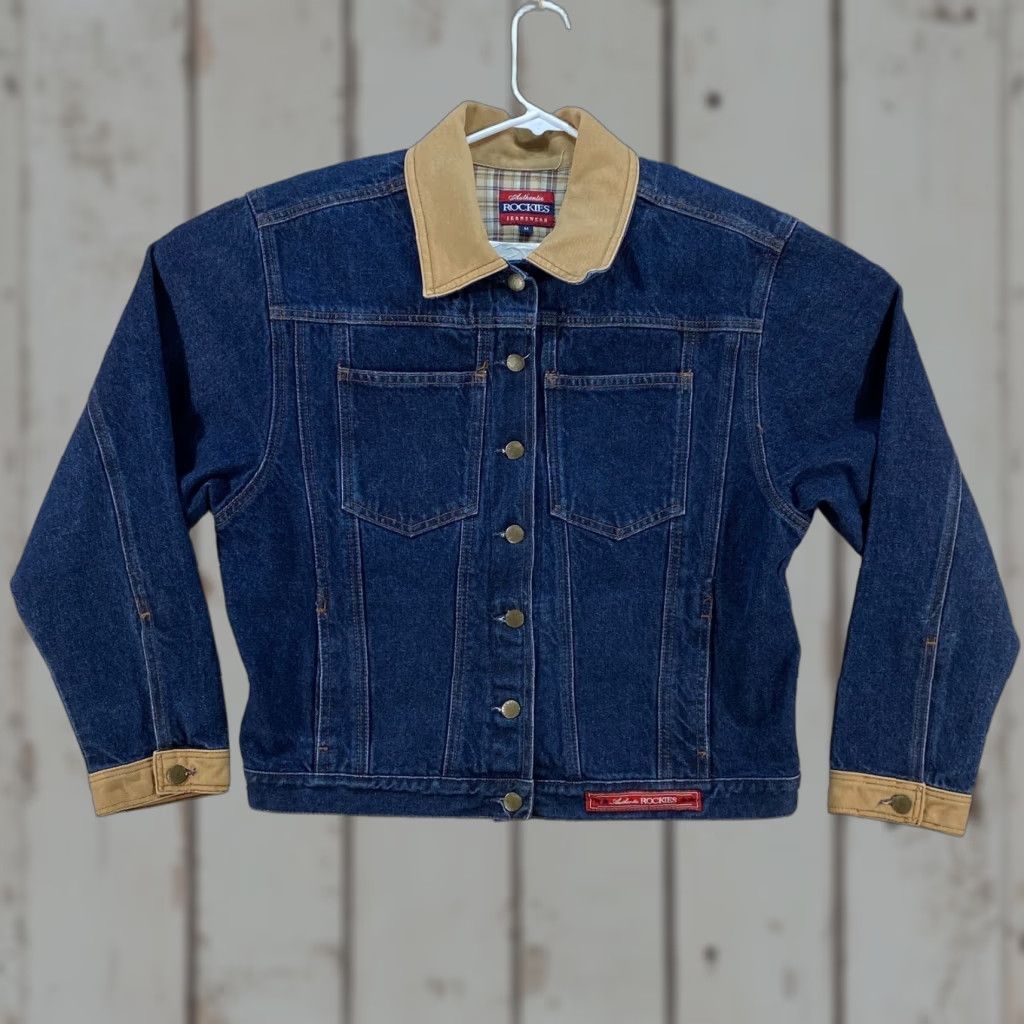 Vintage VINTAGE Authentic Rockies Jeanswear Western Button Up Blue Denim Jean Jacket Med Jacket Unisex Adults M Blue 90s Western Mens Womens Girls Boys Size US 31 - 1 Thumbnail