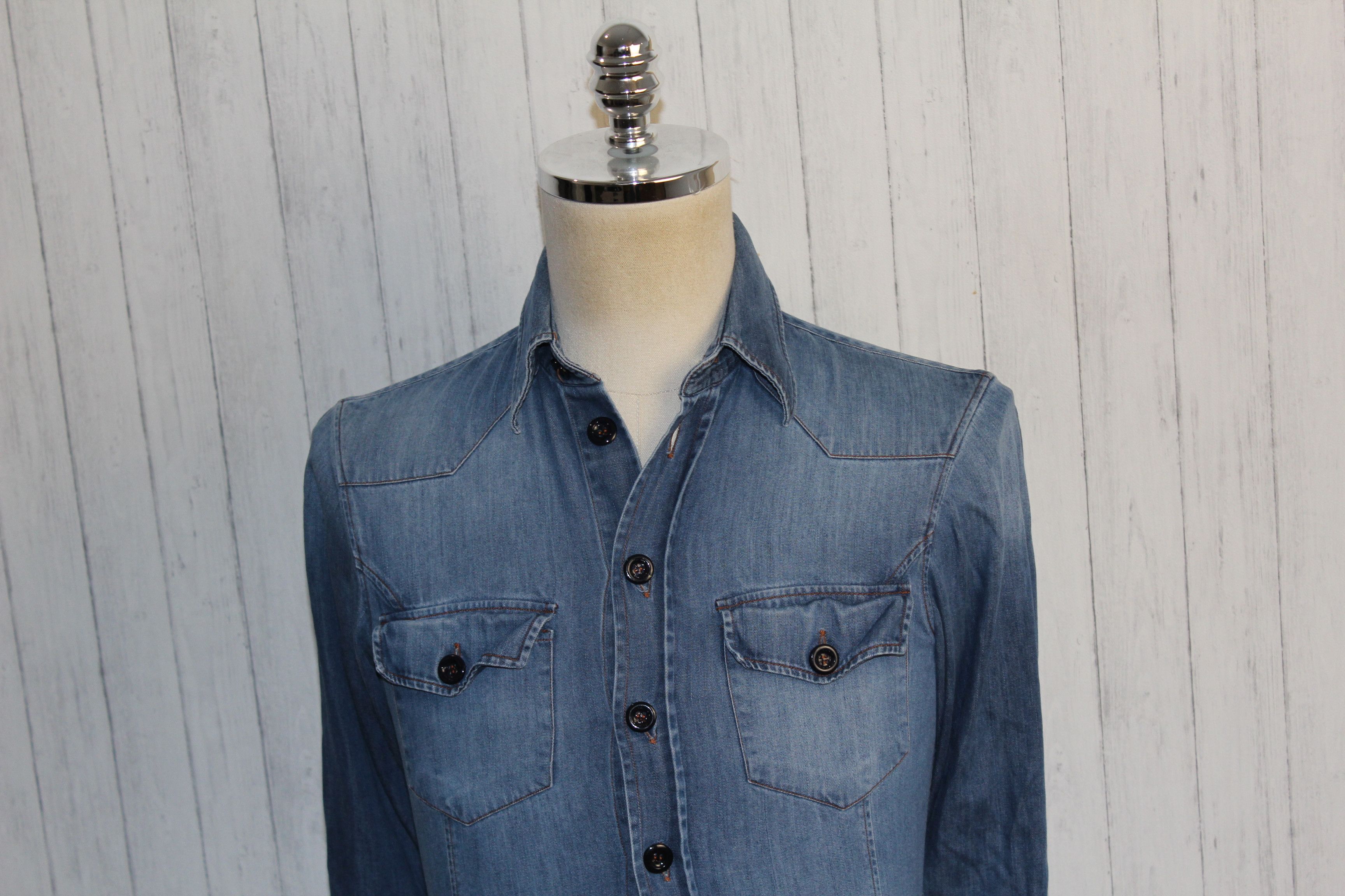 Other Men's Dolce&Gabbana Gold Denim Blue Shirt Top Size US S / EU 44-46 / 1 - 3 Thumbnail