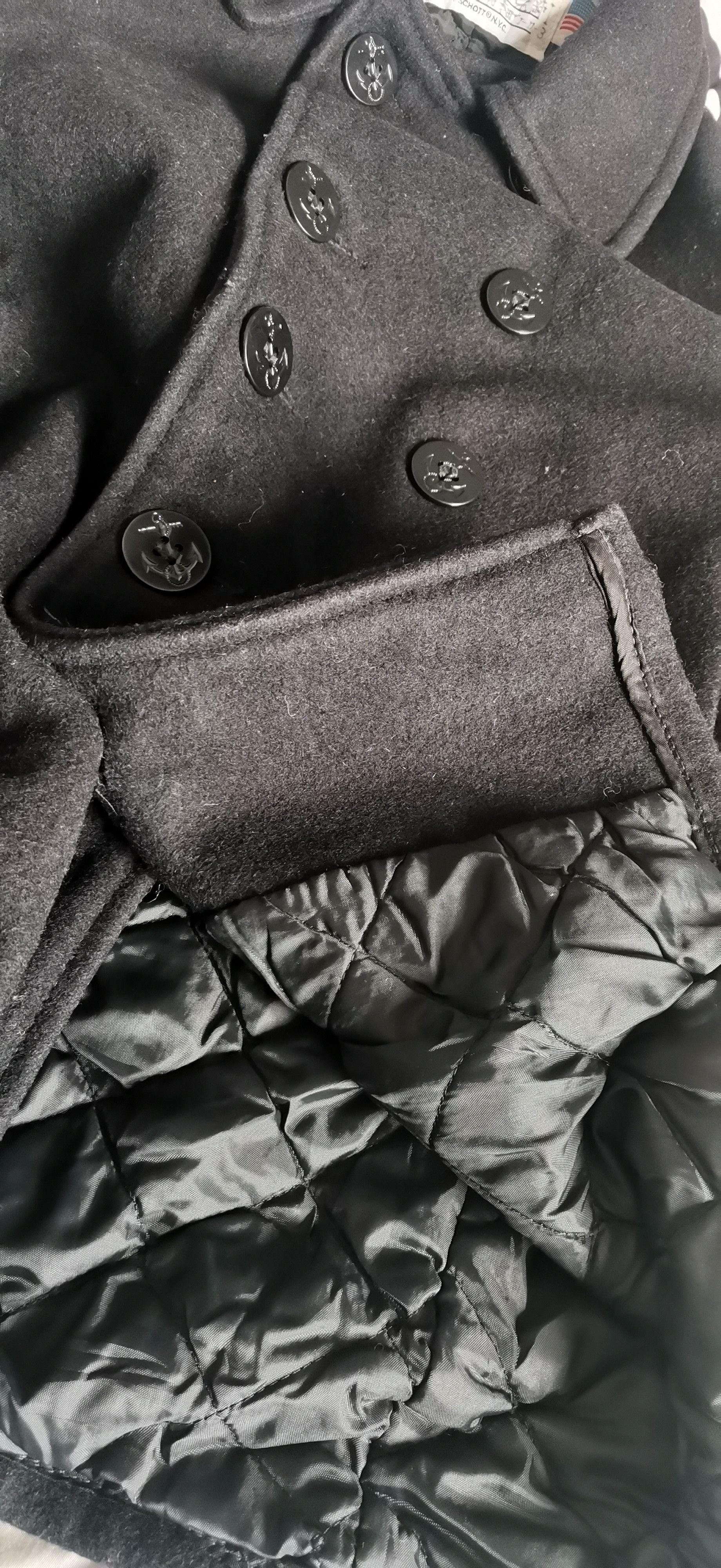 Schott × Vintage Vintage Schott US 740N black wool pea coat jacket size 42 Size US M / EU 48-50 / 2 - 5 Thumbnail