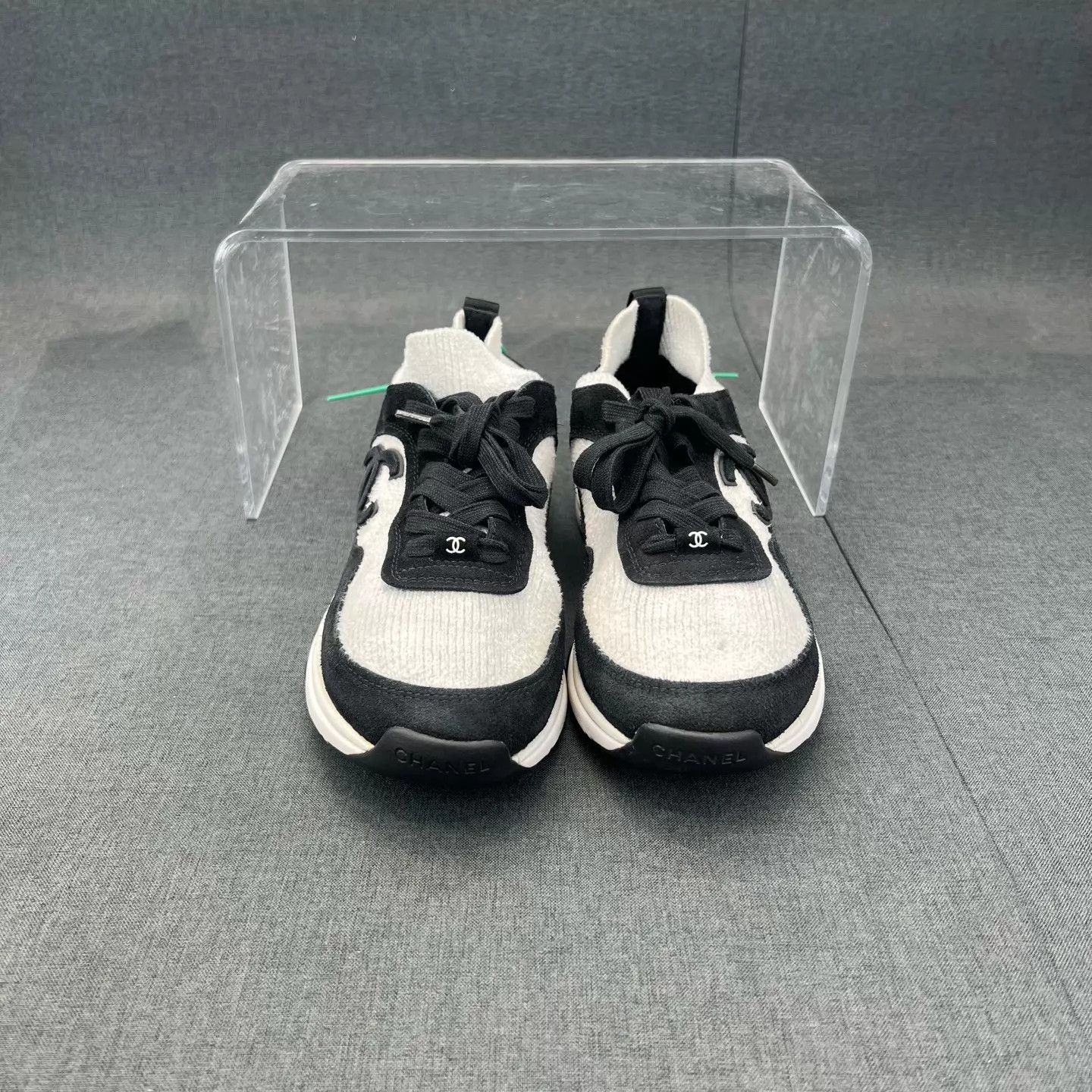 Chanel Chanel Black White Logo Sock Shoe Size US 7 / EU 40 - 6 Thumbnail