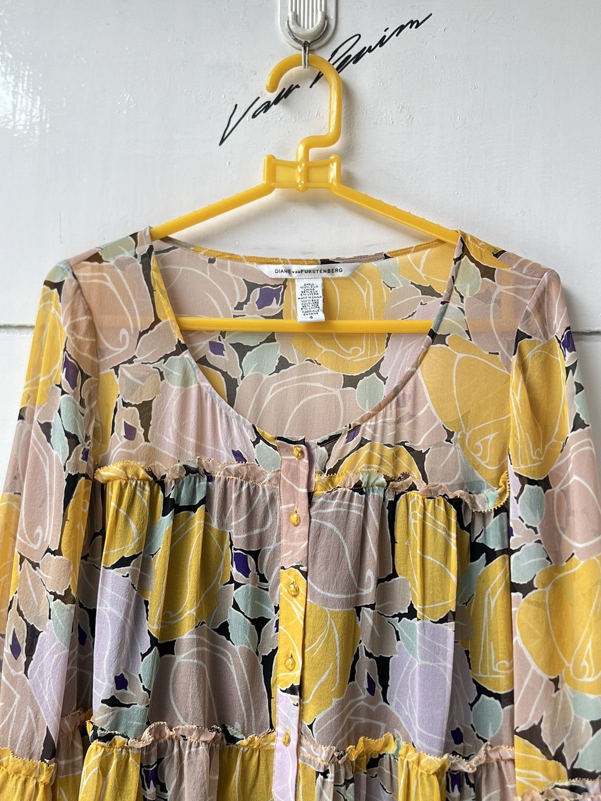 Diane von Furstenberg Diane Von Furstenberg Flowers Motive Blouse Size XS / US 0-2 / IT 36-38 - 10 Thumbnail