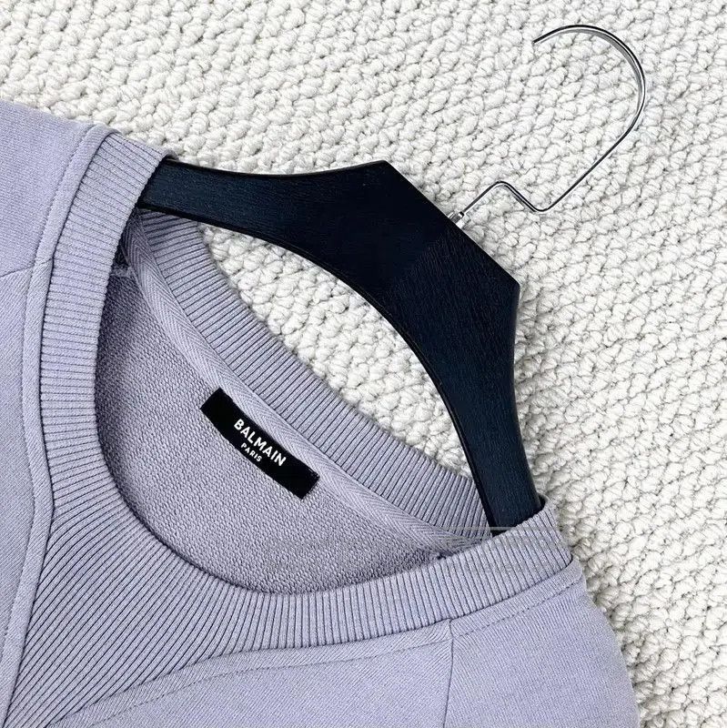Balmain Balmain Gray Cotton Logo Sweatshirt for Men . Size US M / EU 48-50 / 2 - 2 Thumbnail