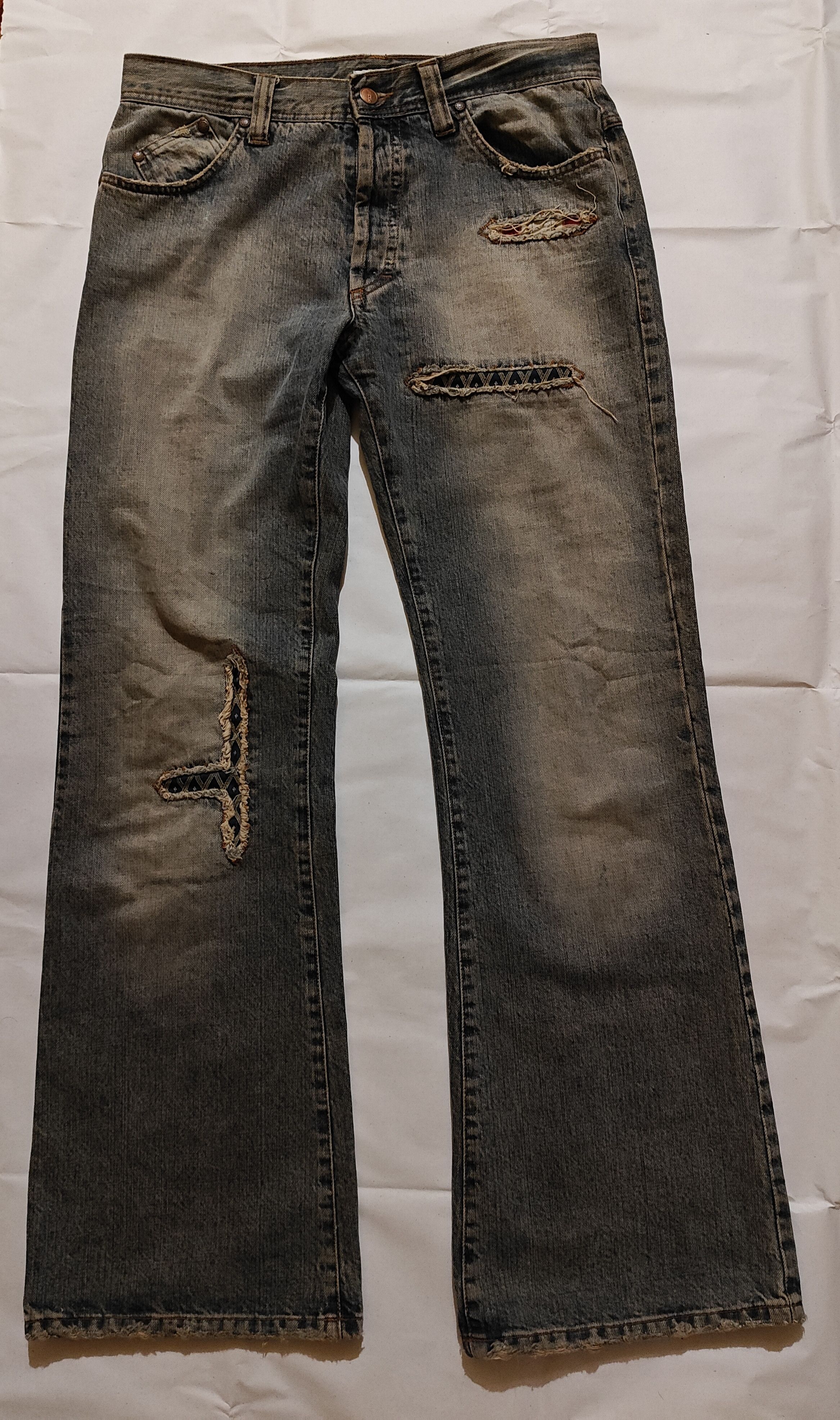 Other Gabba Archive Dirty Wash Distressed DenimPatchwork Jeans Size US 32 / EU 48 - 1 Thumbnail