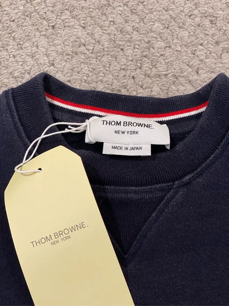 Thom Browne Thom browne Dark blue classic four-striped round-neck sweat Size US S / EU 44-46 / 1 - 6 Thumbnail