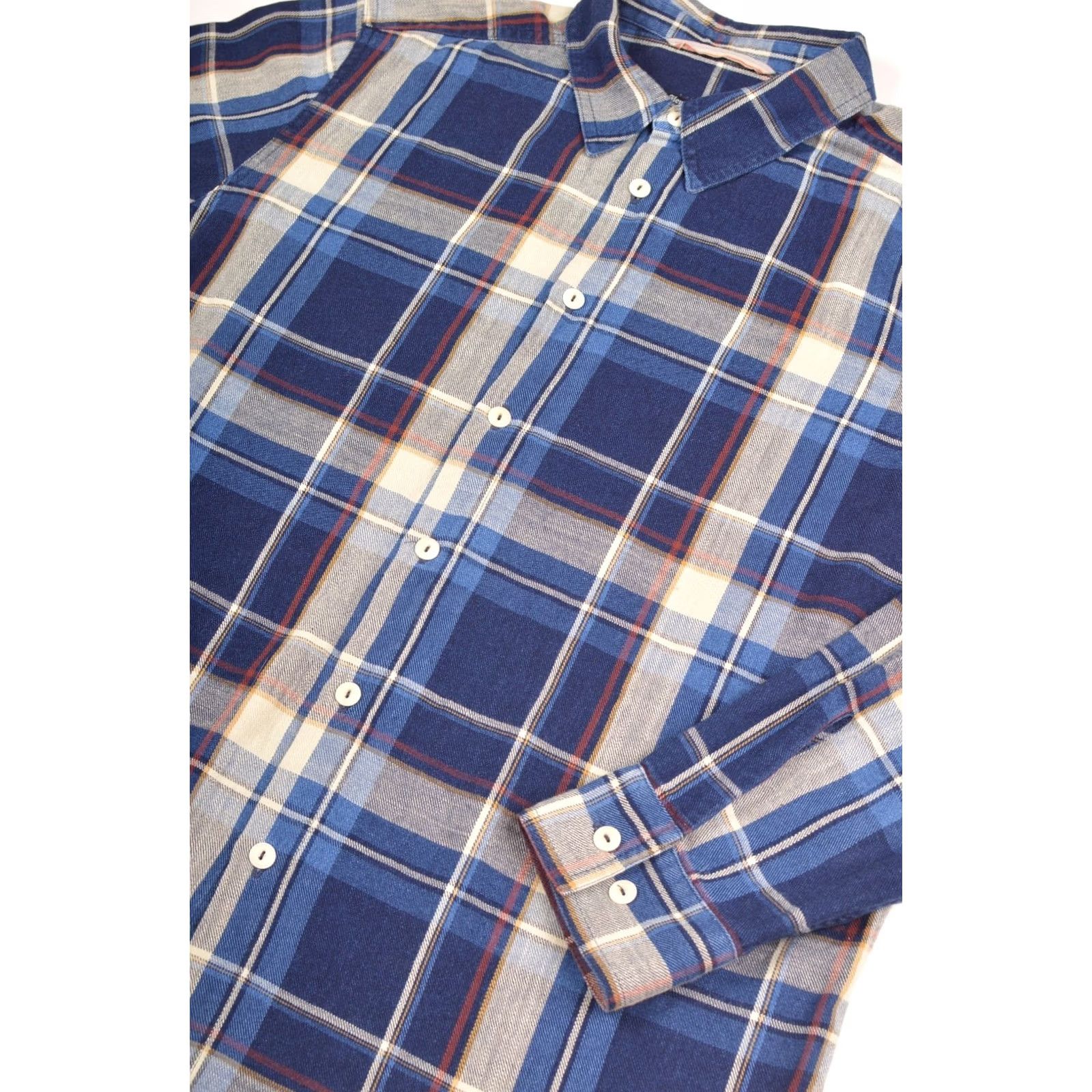 Vintage Fleurs De Bagne Cotton Check Flannel LS Button Shirt 2XL Blue Mens Shirt Size US XXL / EU 58 / 5 - 2 Thumbnail