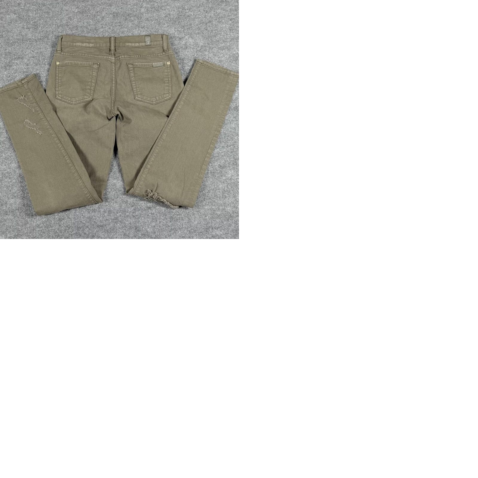7 For All Mankind VINTAGE 7 For All Mankind Jeans Womens 26 Olive Green Distressed Skinny Stretch USA Size 26" / US 2 / IT 38 - 9 Thumbnail