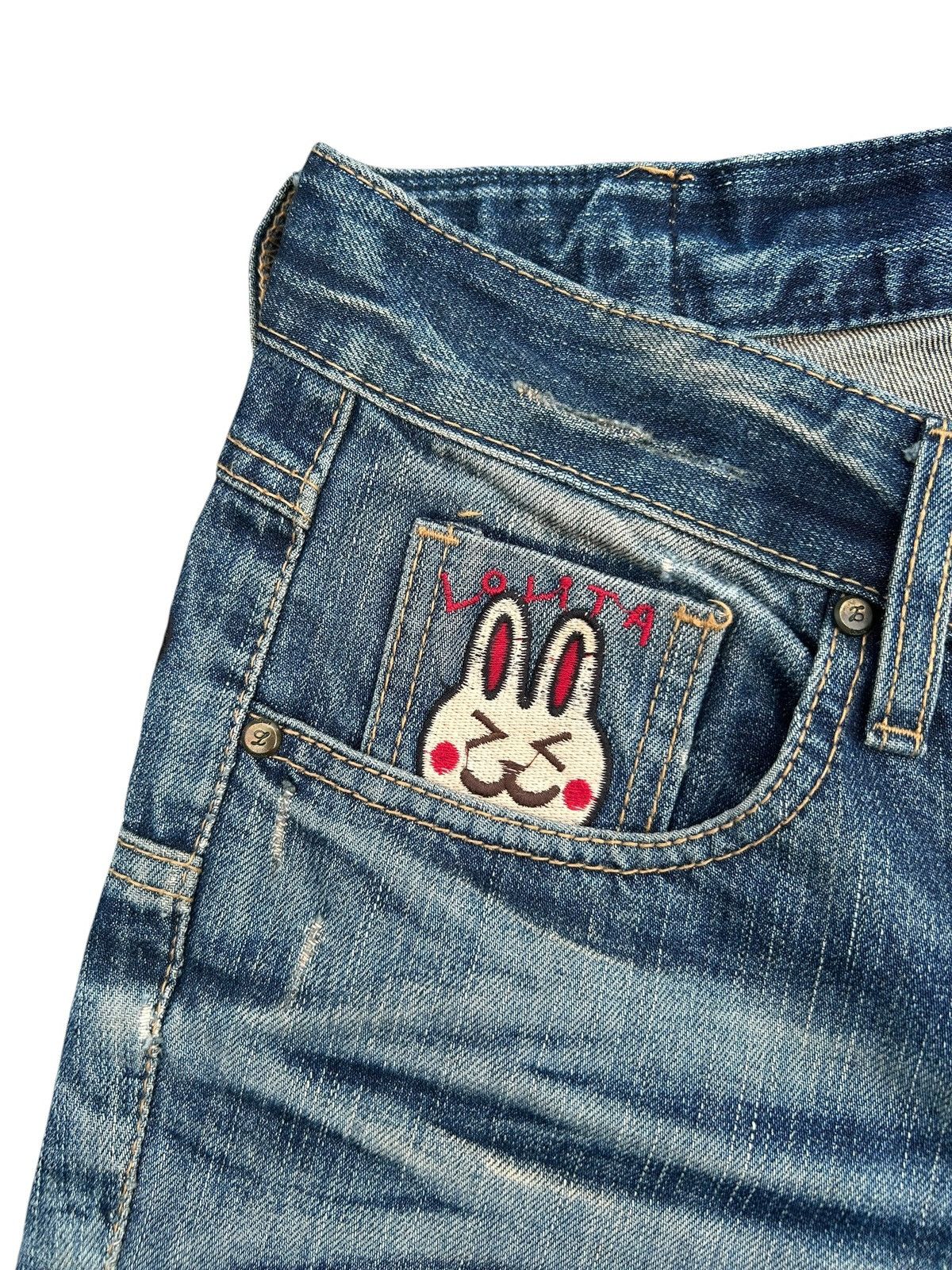 Kapital YOSHITOMO NARA LOLITA Exotic Vintage Distressed Denim Jeans Size US 34 / EU 50 - 4 Thumbnail