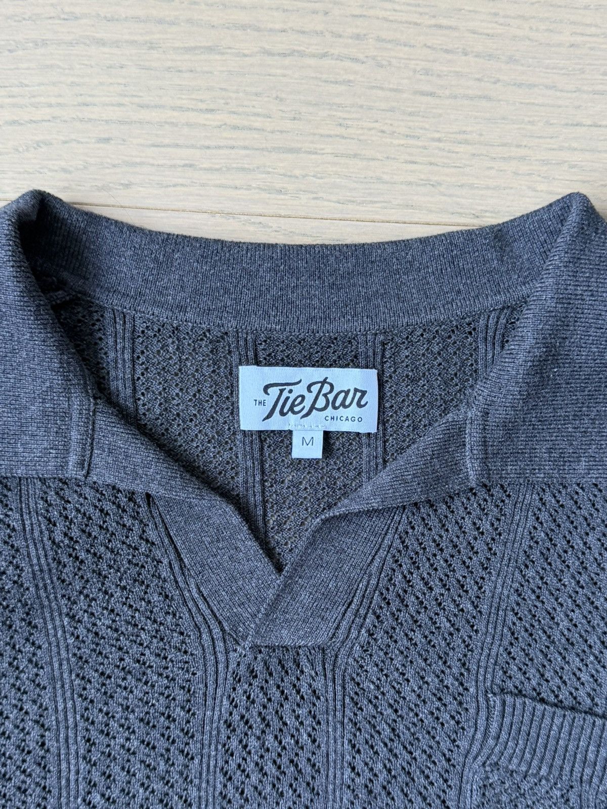The Tie Bar Charcoal Textured Rib Heather Polo Size US M / EU 48-50 / 2 - 3 Thumbnail