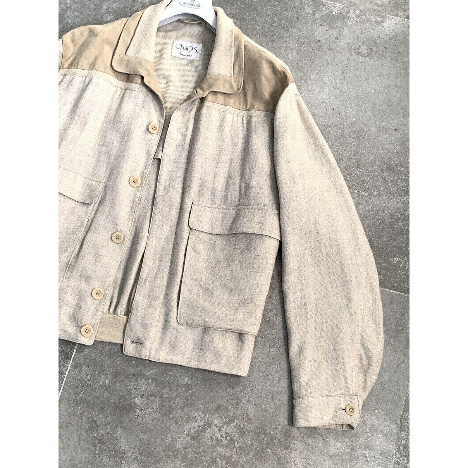Gimo's × Vintage Men's GIMO'S SUEDE LINEN Bomber Jacket Coat EU 56 UK 46 XL Size US XXL / EU 58 / 5 - 10 Thumbnail