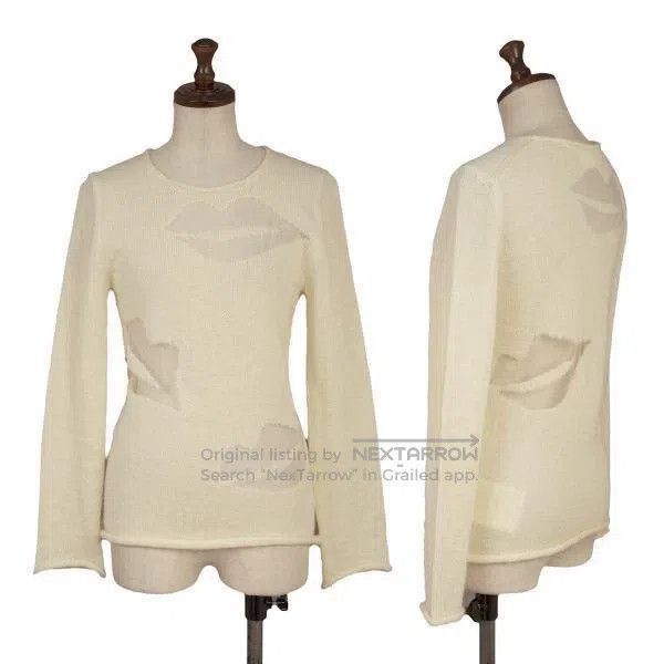 Comme des Garcons Comme Des Garcons Beige Retro Lips Knit Top Size XS / US 0-2 / IT 36-38 - 1 Thumbnail