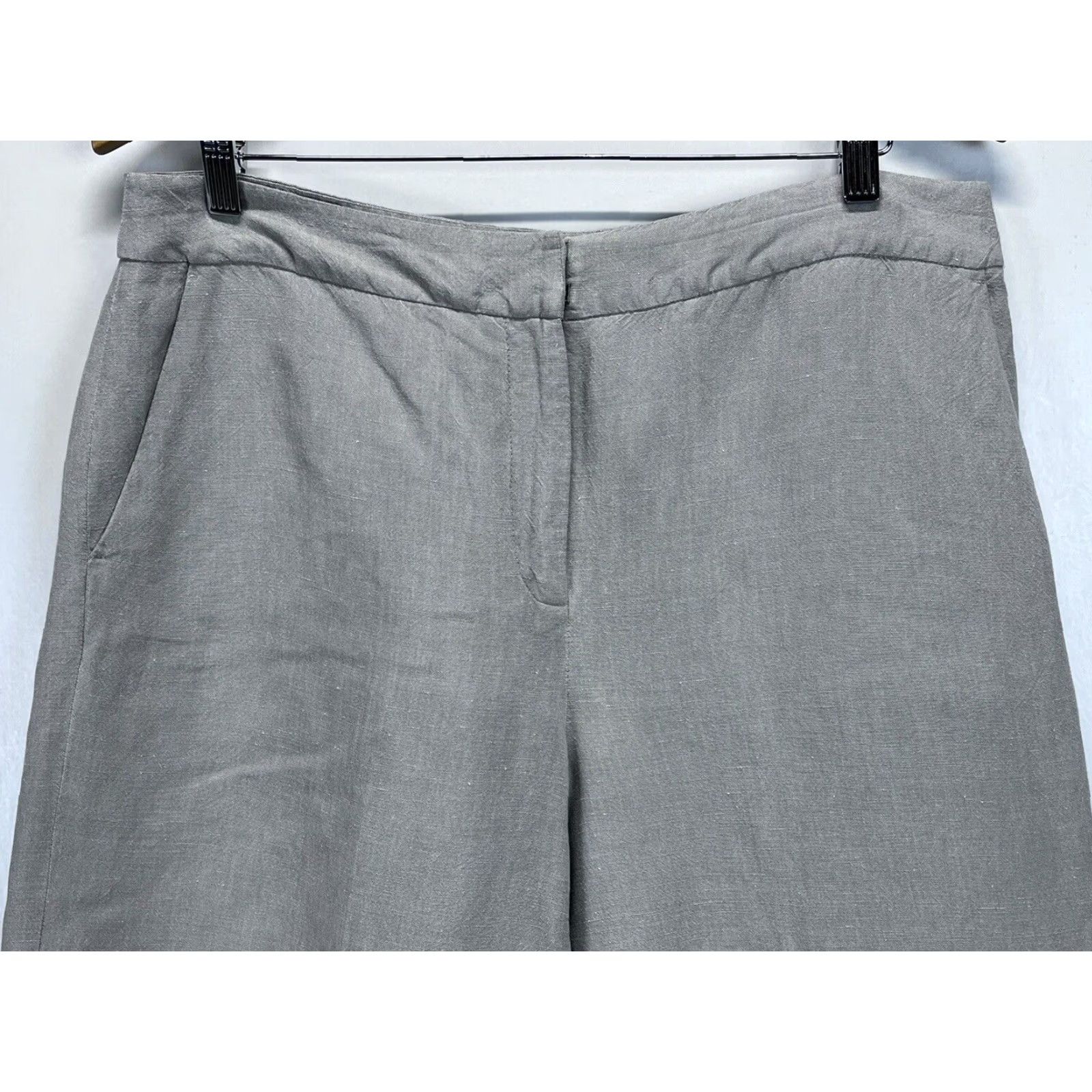 Eileen Fisher EILEEN FISHER Pants Wide Leg Crop Linen Blend Gray Large Petite Size PL Cropped 21.5in Inseam Womens Lagenlook N/A Size 36" / US 14 / IT 50 - 2 Thumbnail