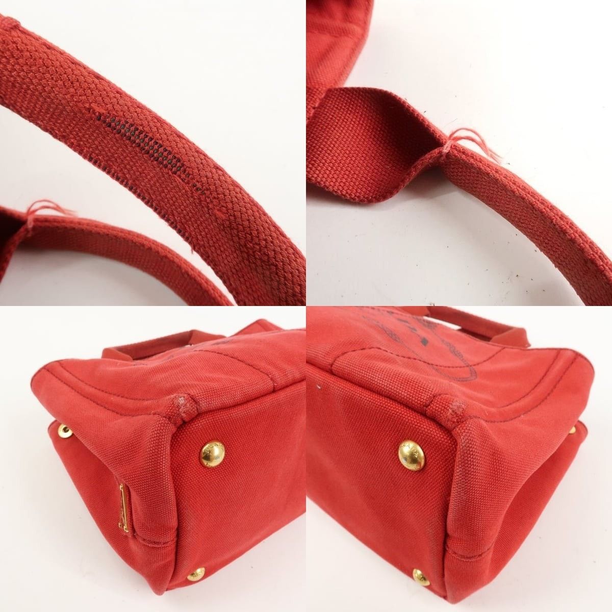 Prada Prada Canapa Mini Canvas Tote Red Size ONE SIZE - 4 Thumbnail