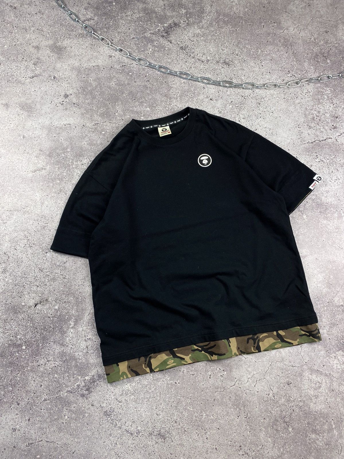 Pre-owned Aape X Bape Aepe Monkey Capo Color Tee In Black