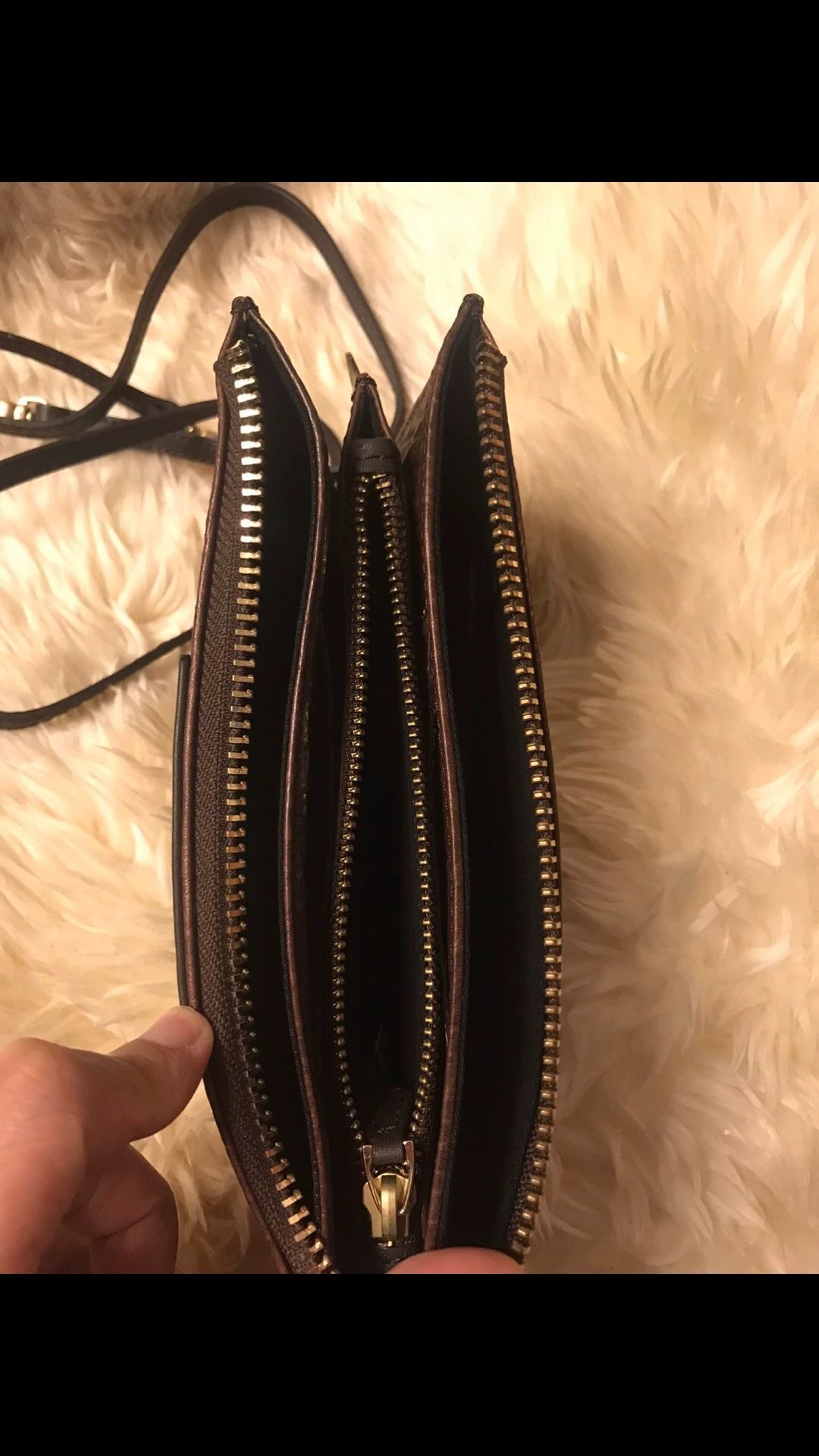 Other brown croc embossed leather double compartment crossbody Size ONE SIZE - 3 Thumbnail