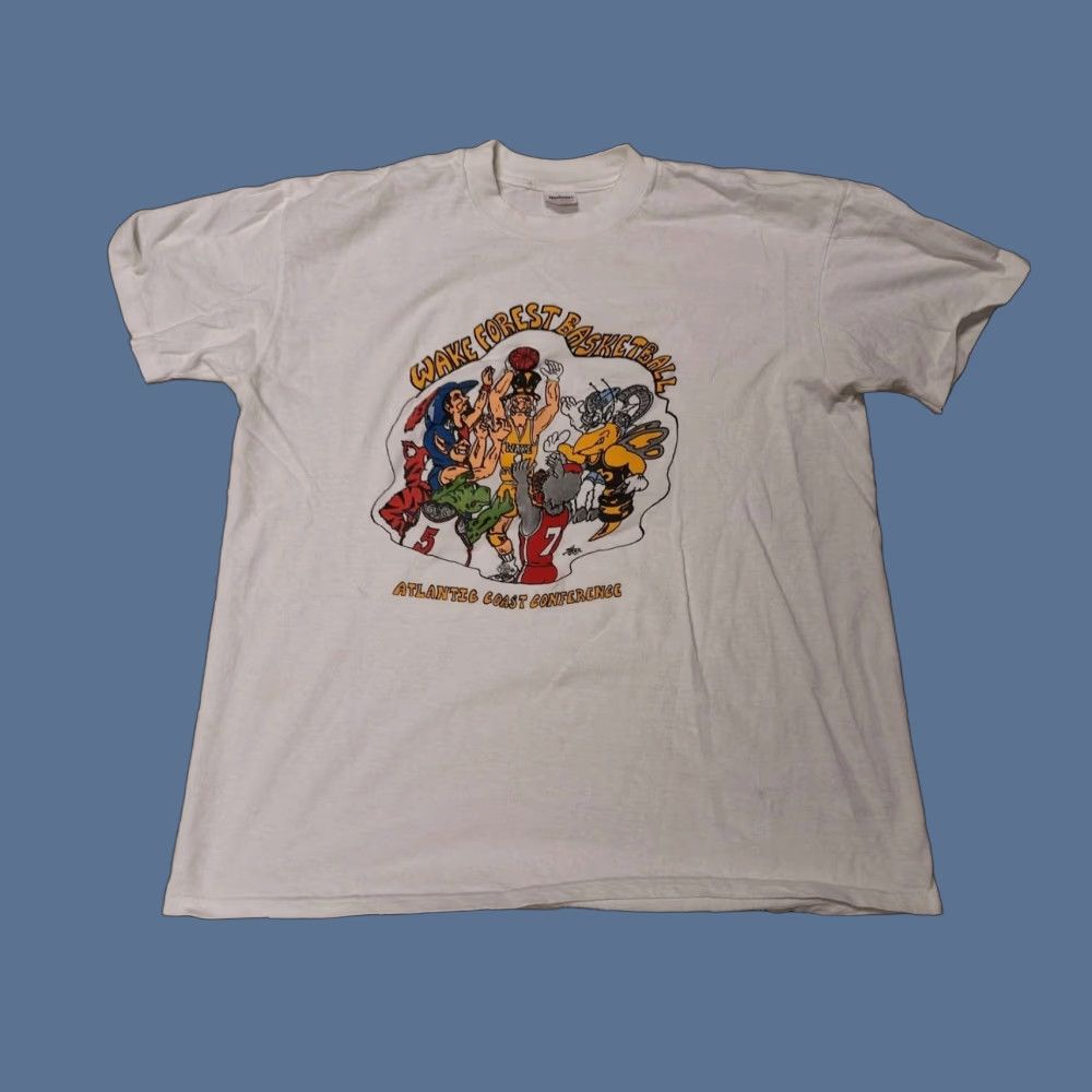 Vintage VINTAGE Wake Forest University Demon Deacons Conference Unc Duke Shirt XL White Men T-Shirt 80s 90s Size US XL / EU 56 / 4 - 1 Thumbnail