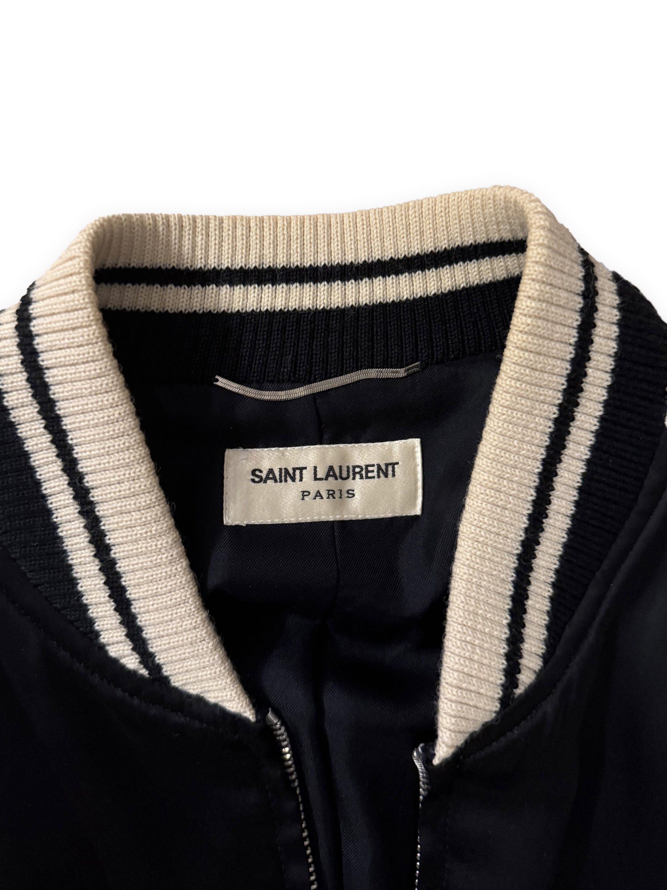 Hedi Slimane × Saint Laurent Paris 2013 Satin Teddy Souvenir Bomber Jacket Size US S / EU 44-46 / 1 - 12 Thumbnail