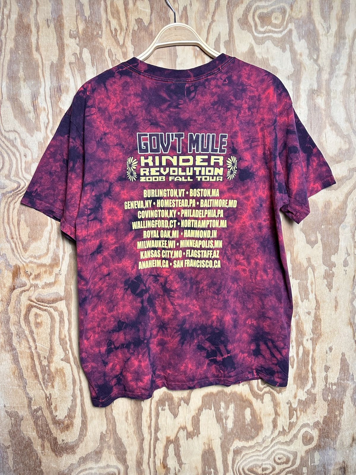 Anvil × Vintage Gov't Mule Kinder Revolution 2008 Tour Red Tie Dye T-Shirt Size US L / EU 52-54 / 3 - 3 Thumbnail