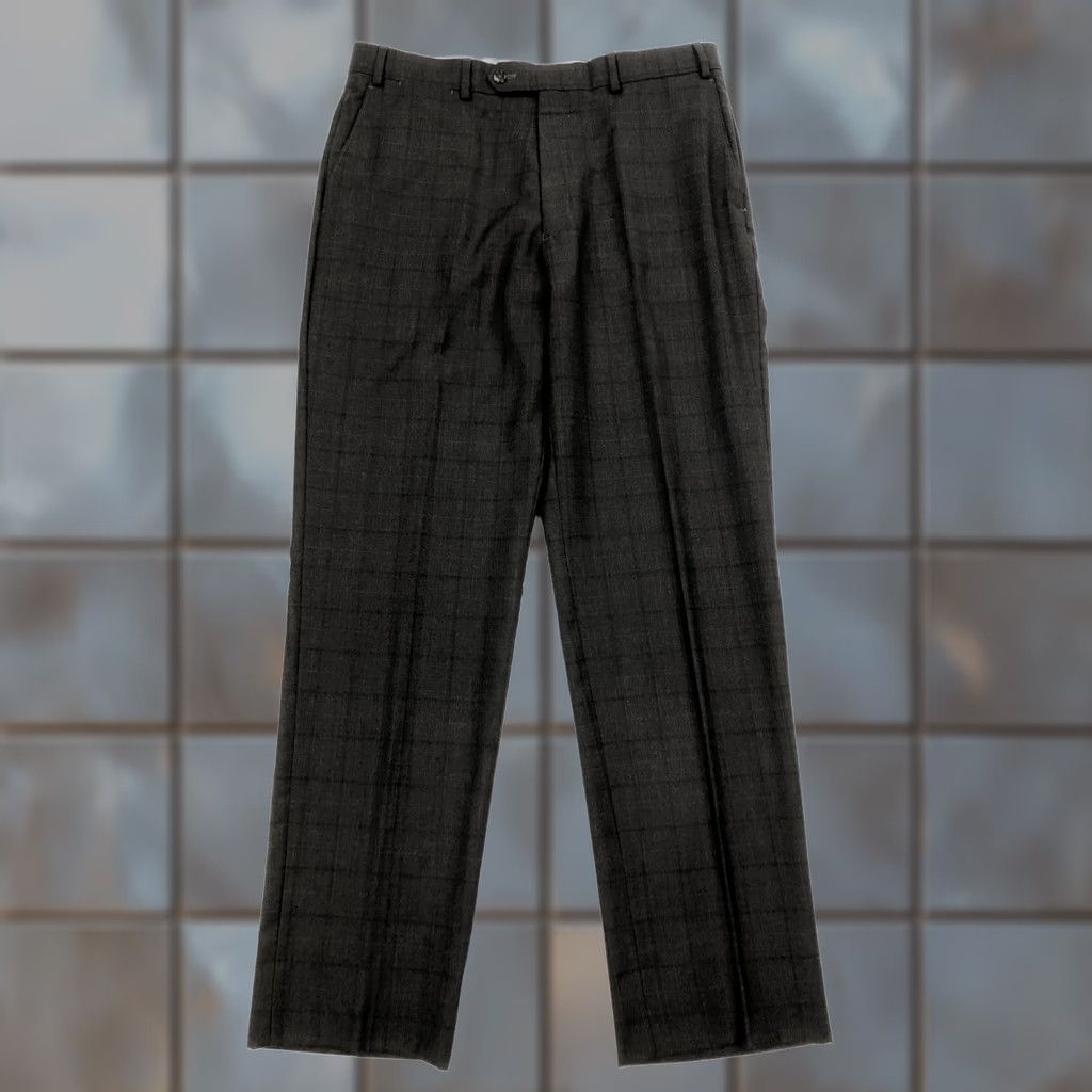 Hart Schaffner Marx Hart Schaffner Marx Men's Dress Pants 100 Wool Flat Front Taupe Plaid 35R Regular Size US 35 - 1 Thumbnail