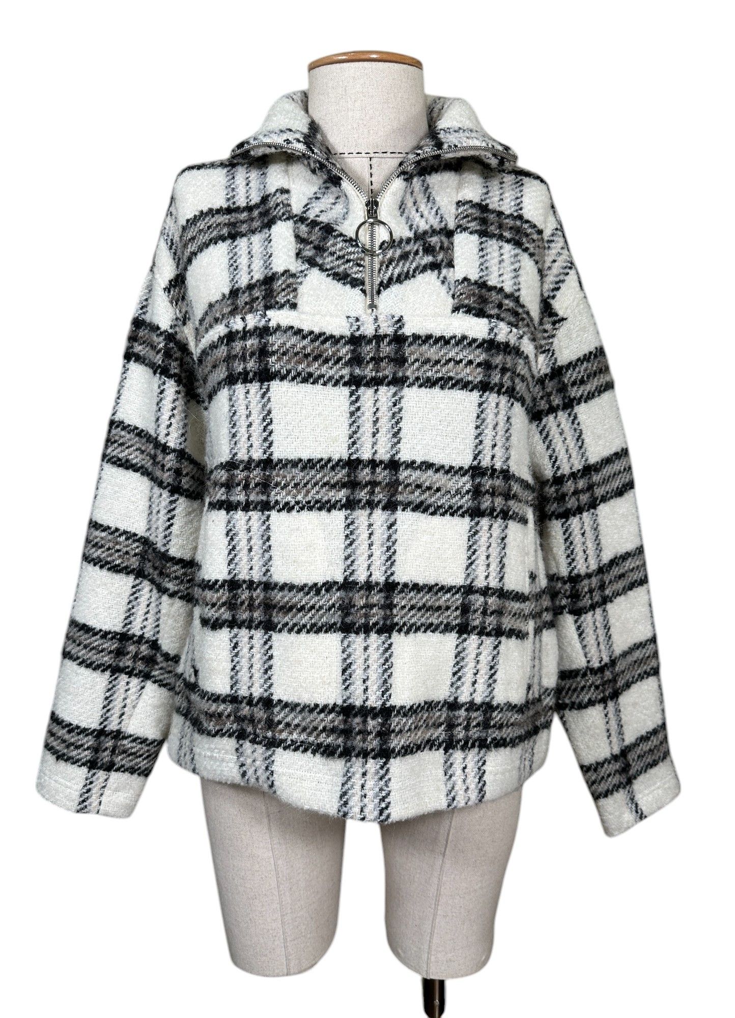 Iro Beige Checked wool-blend sweatshirt jacket Size S / US 4 / IT 40 - 3 Thumbnail
