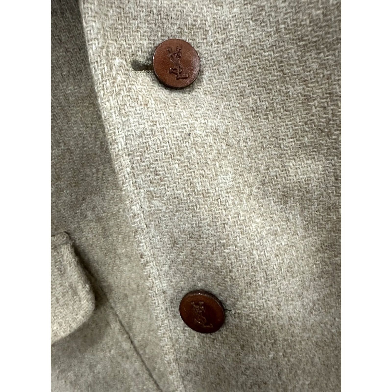 Yves Saint Laurent VTG Yves Saint Laurent YSL Wool Tan Blazer Sport Coat Jacket 38 USA Mens Blazer Size 38R - 6 Thumbnail