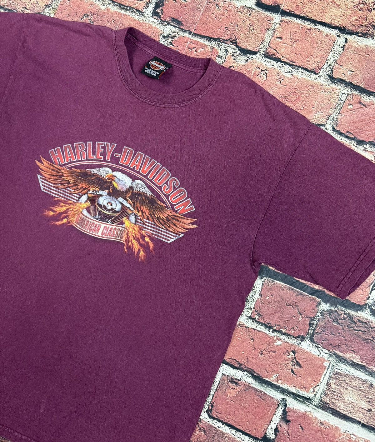 Harley Davidson Harley Davidson Maroon T Shirt Eagle Flames Winchester VA Size US XL / EU 56 / 4 - 7 Thumbnail