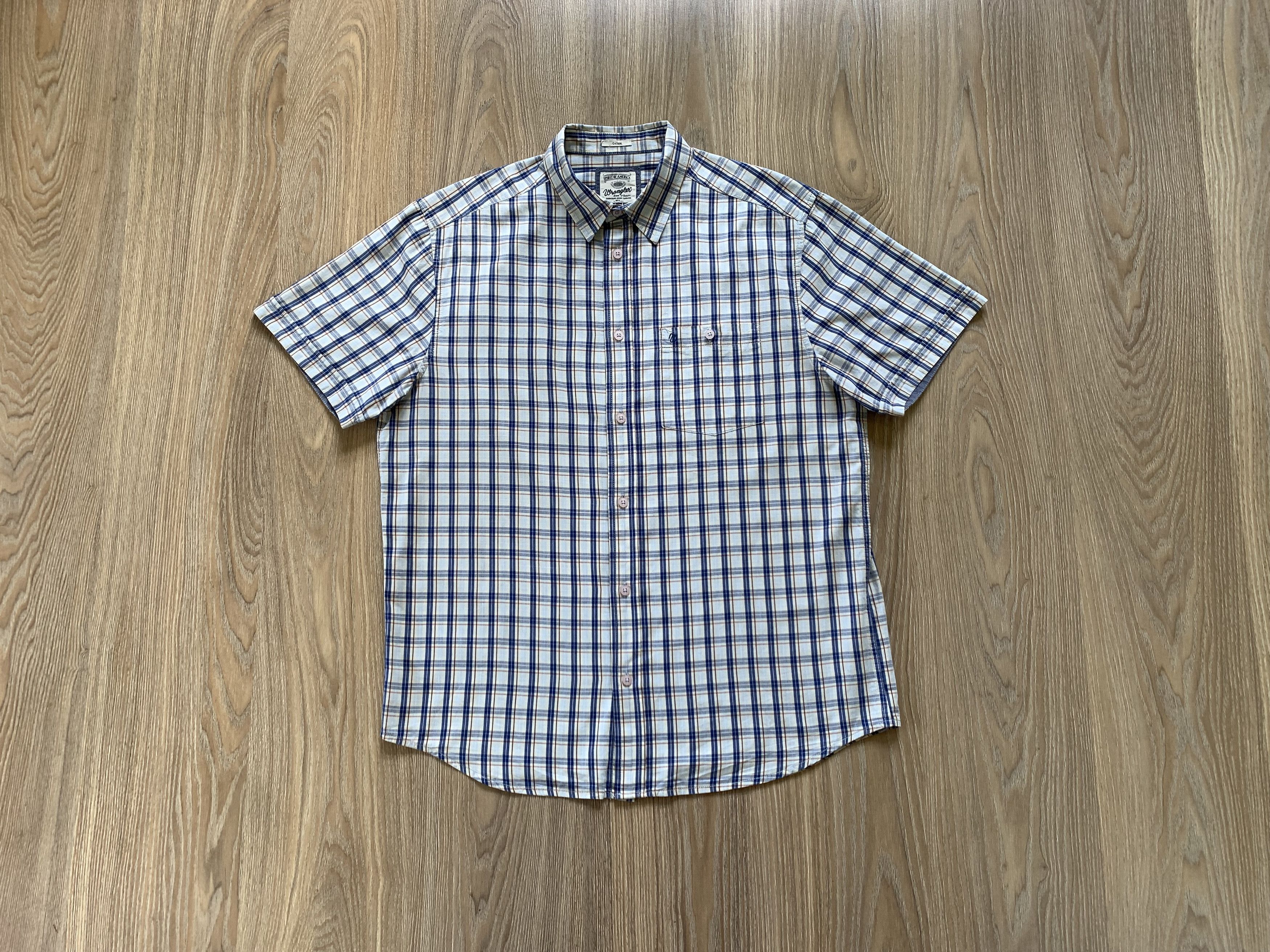 Vintage × Wrangler Wrangler Plaid Casual Cotton Short Sleeve Shirt Size US L / EU 52-54 / 3 - 8 Thumbnail