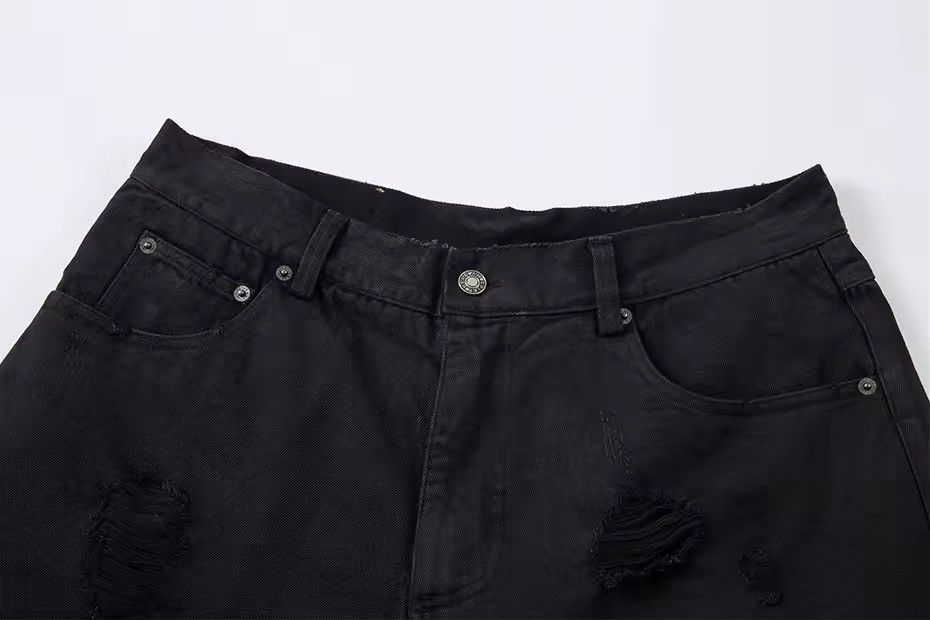 Jean Camouflage Patchwork Hole Vintage Black Shorts Jorts Size US 30 / EU 46 - 4 Thumbnail