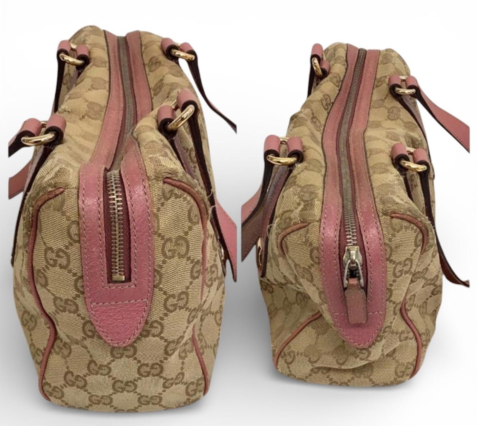 Gucci Gucci - Monogram Canvas Handbag Pink Leather Trim Size ONE SIZE - 3 Thumbnail