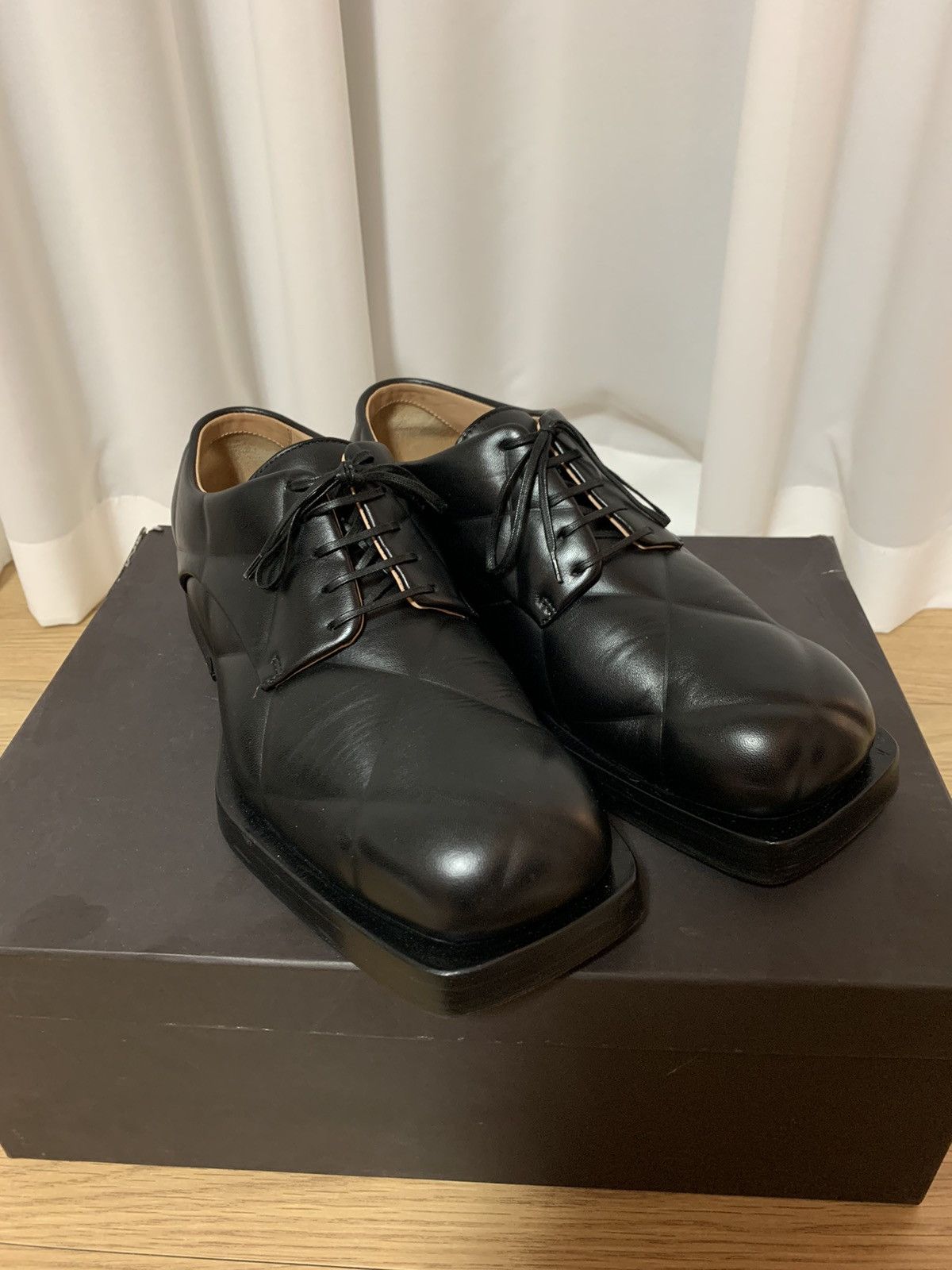 image of Bottega Veneta Quilted Derby Shoes in Black, Men's (Size 9)
