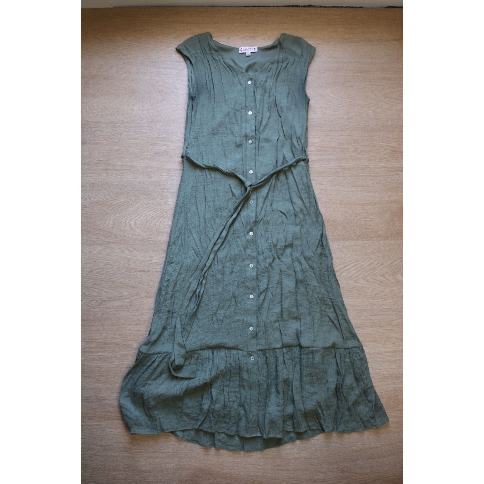 Nanette Lepore Nanette Lepore 4 Moss Green Belted Midi Dress Sleeveless Size S / US 4 / IT 40 - 1 Thumbnail