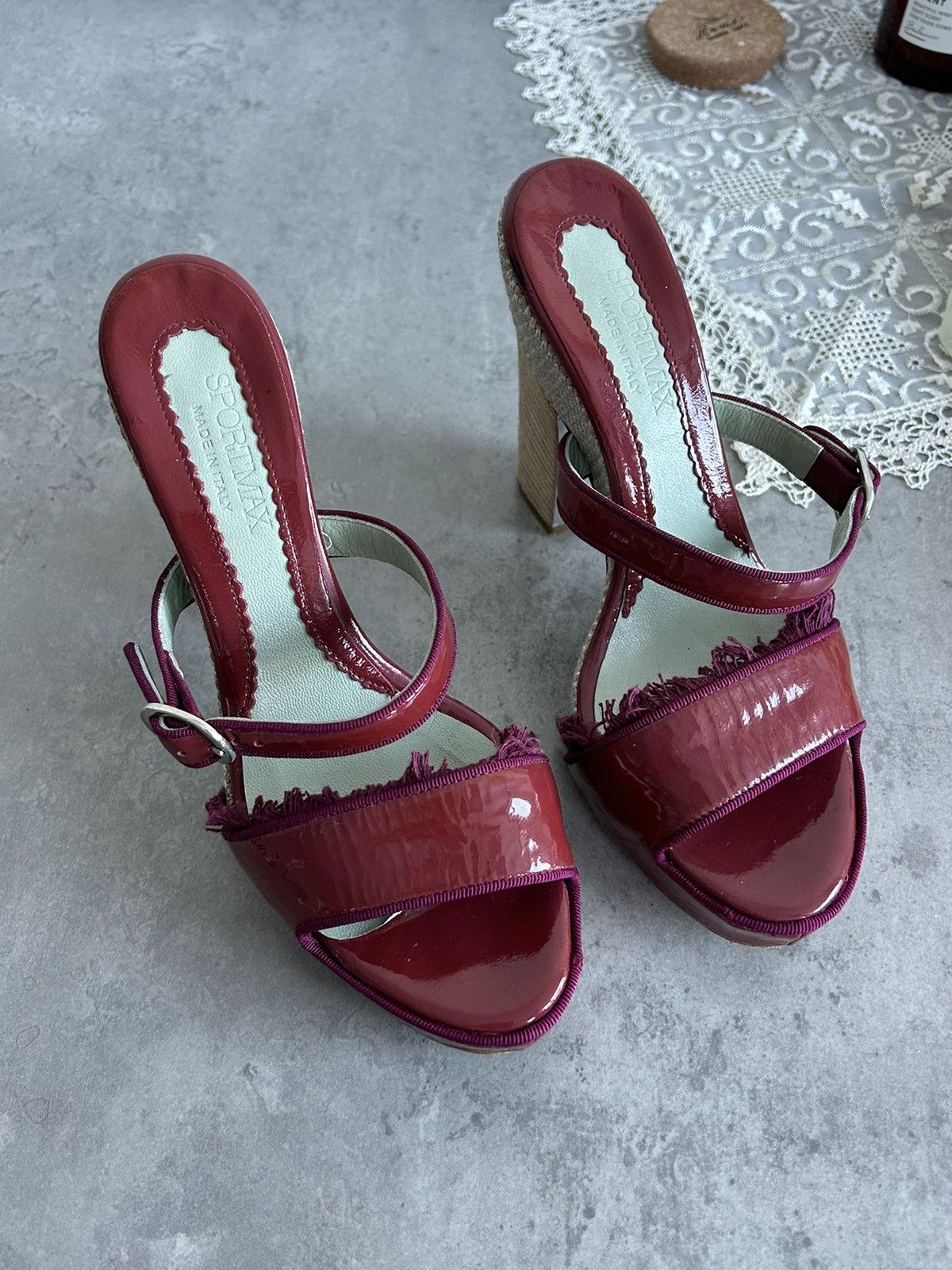 Max Mara × Sportmax SportMax Cherry Red Platform Max Mara Luxury Heels Designer Size US 7 / IT 37 - 4 Thumbnail