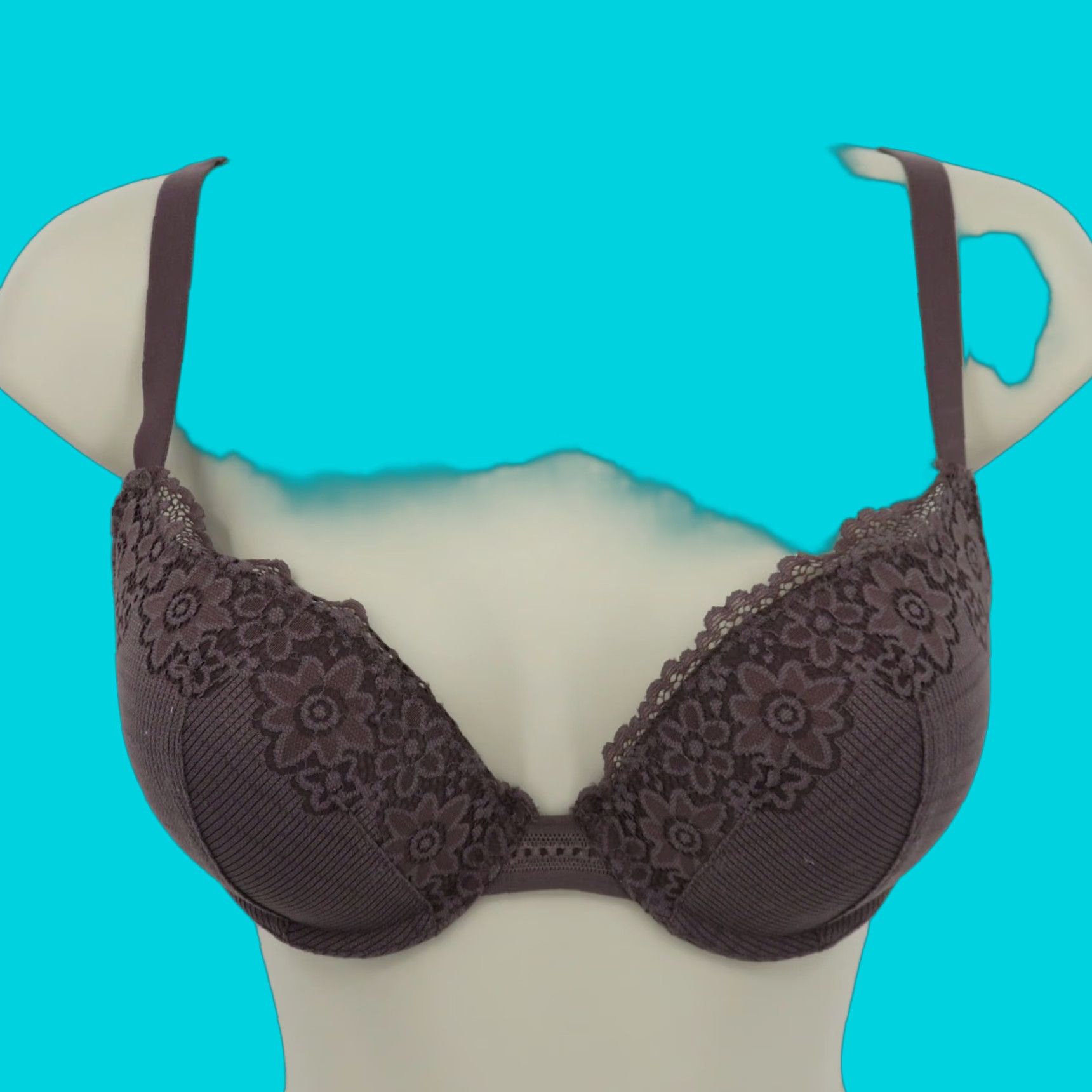 Vintage Adore Me Bra 36C Purple Push Up Underwire Padded Lace Size ONE SIZE - 1 Thumbnail