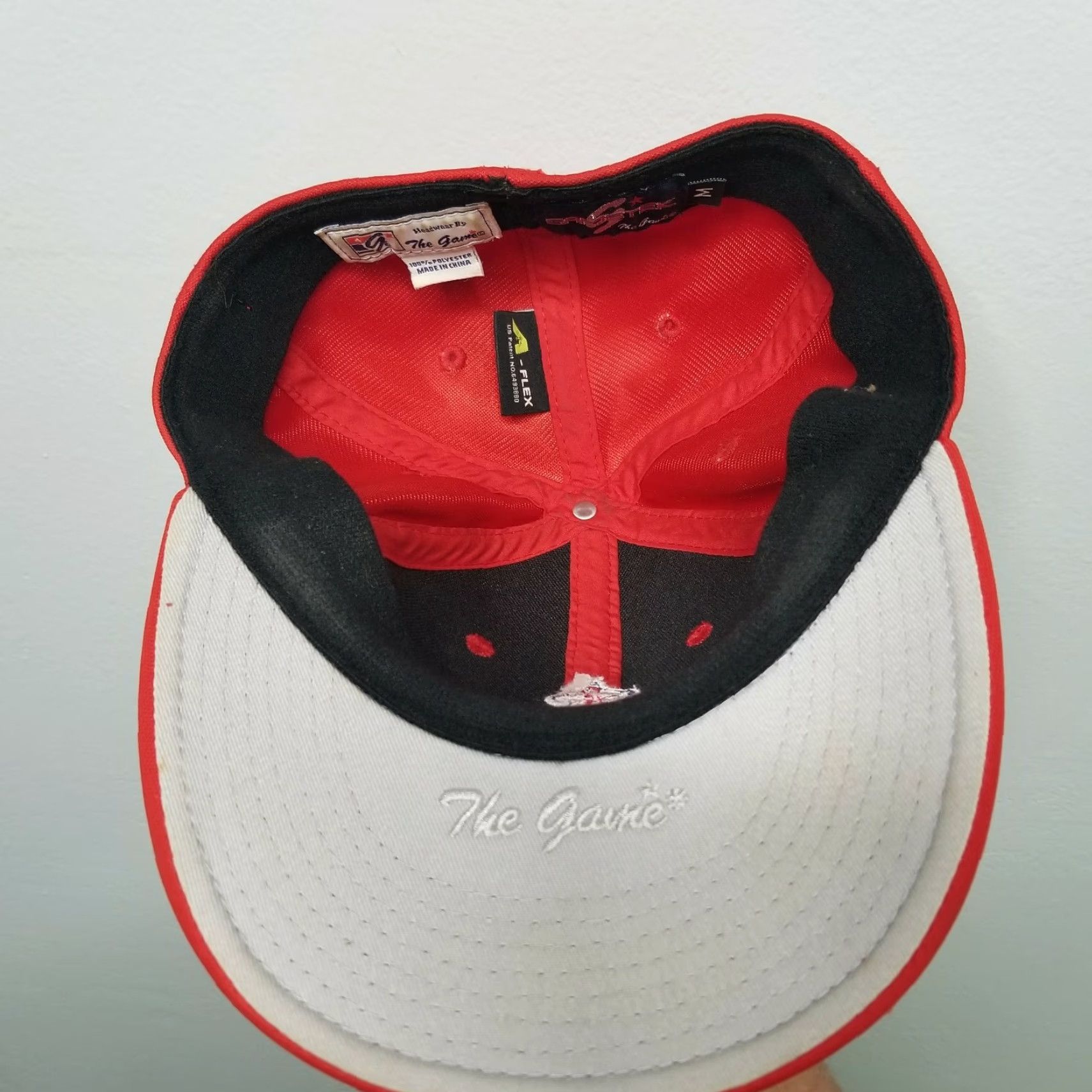 MLB The Game Gametek II Stretch Fitted Baseball Hat M Los Angeles Angels MLB Mens Red Cap Size ONE SIZE - 5 Thumbnail