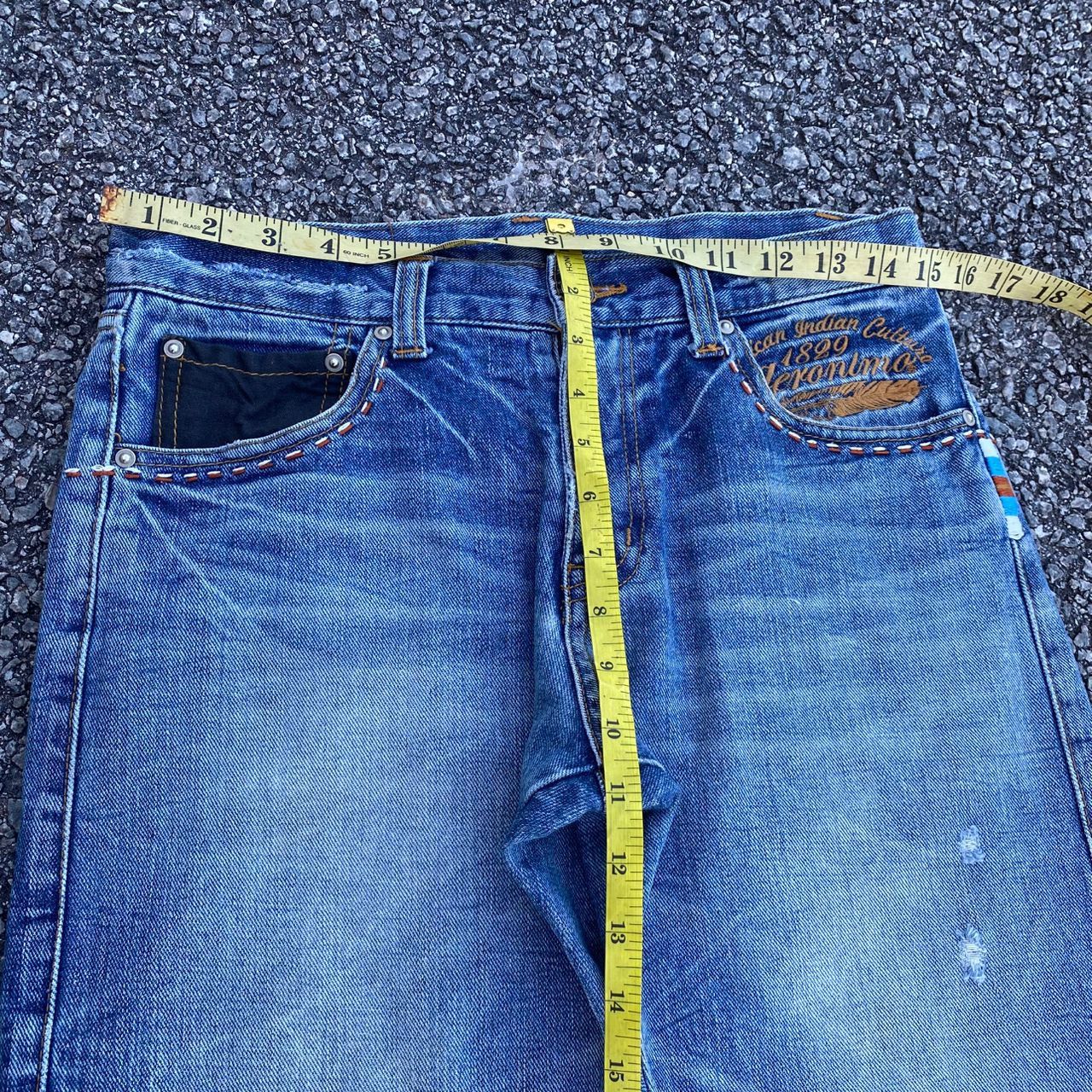 Japanese Brand Vintage Geronimo Indiana American Culture Flare Denim Size US 31 - 5 Thumbnail