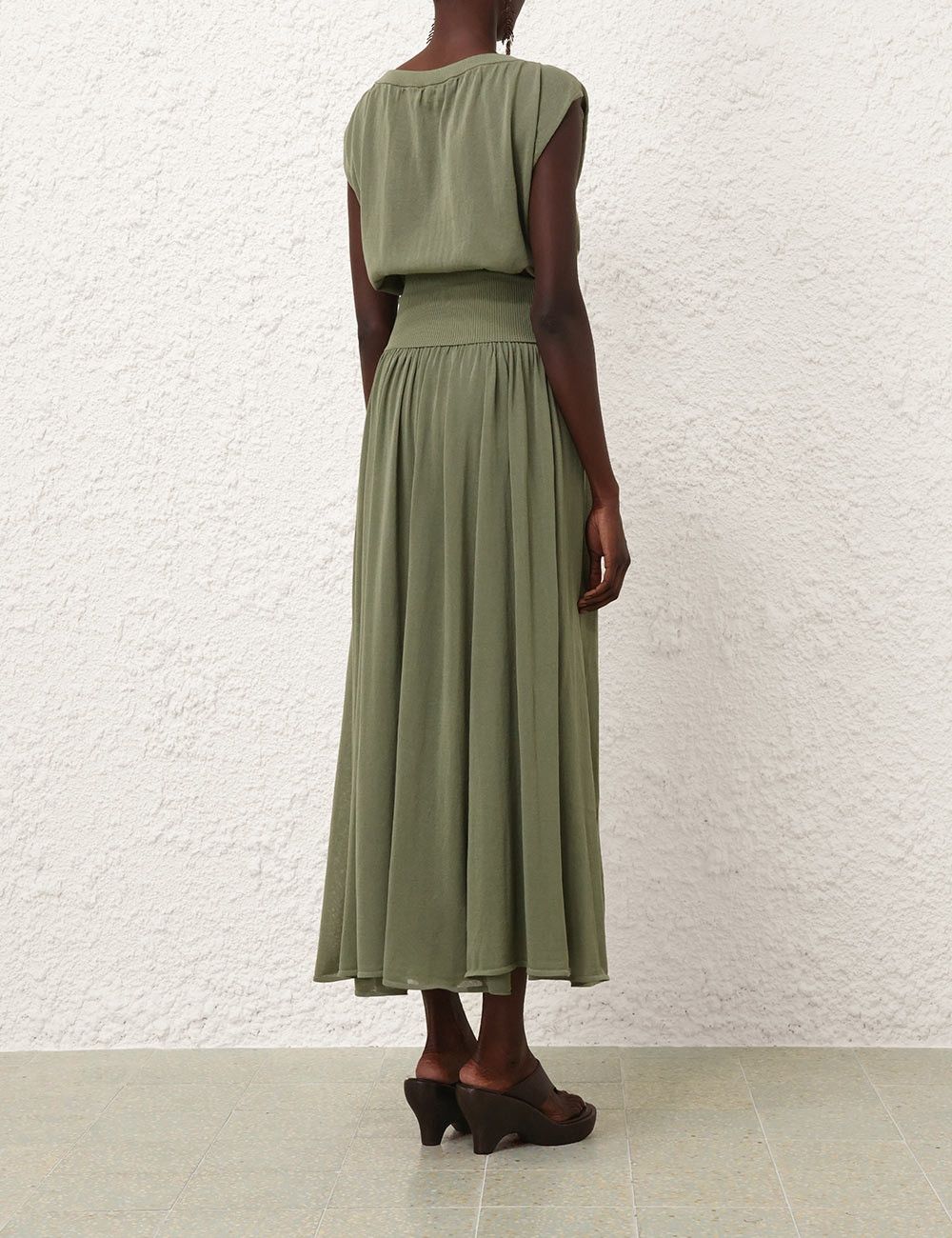 Zimmermann oc11z0226 Illuminate Gathered Skirt In Olive Size 32" / US 10 / IT 46 - 4 Thumbnail
