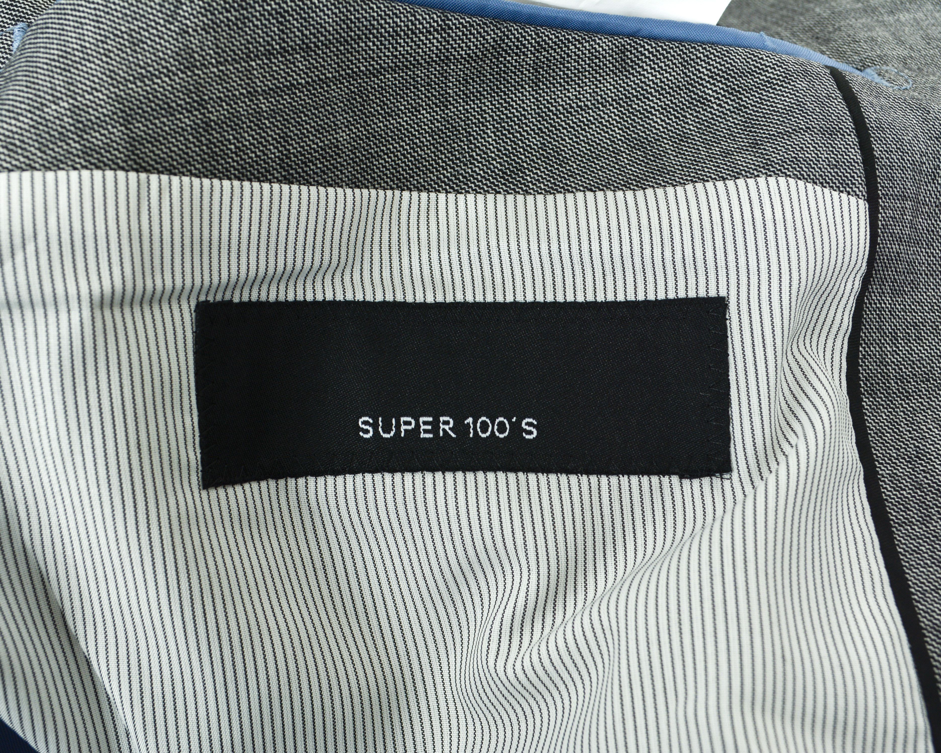 Designer STUDIO MILANO Textured Pattern Wool Blazer Jacket Grey Size 42R - 8 Thumbnail