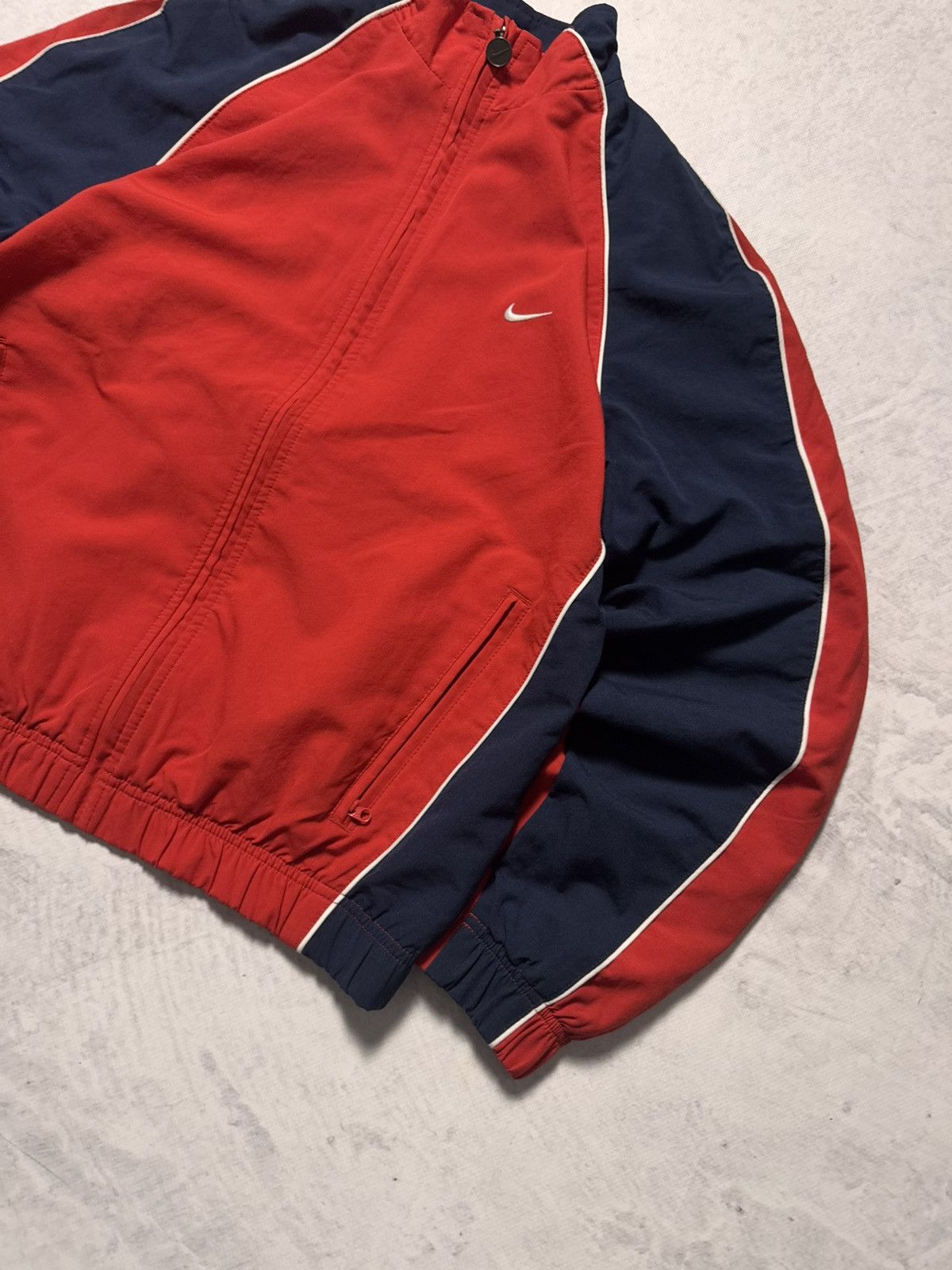 Nike × Vintage 00s Nike Vintage Mini Swoosh Oversize Drill Track Jacket Y2K Size US S / EU 44-46 / 1 - 3 Thumbnail