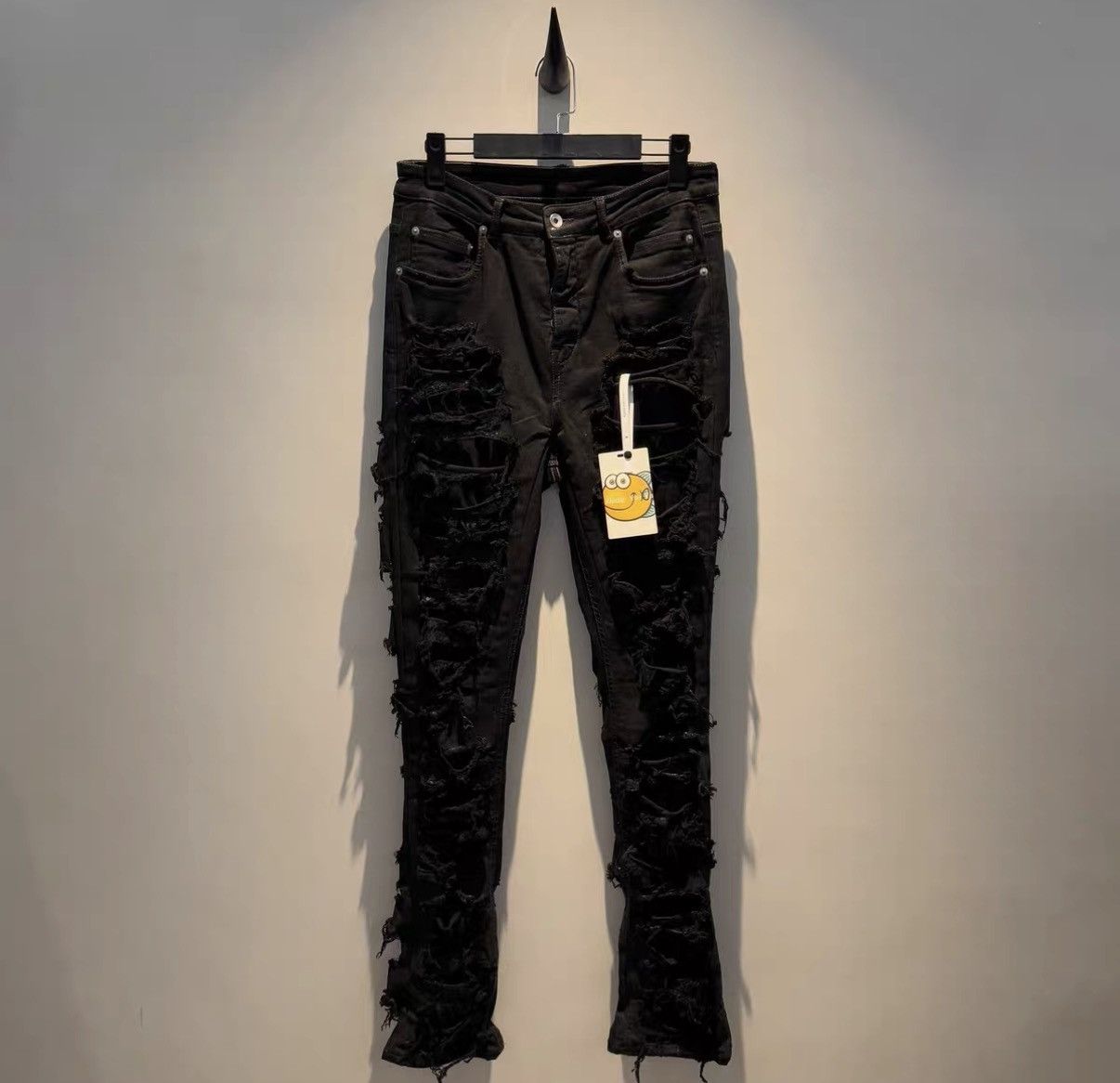 Rick Owens DRKSHDW Distressed Waxed Ripped Long Pants
