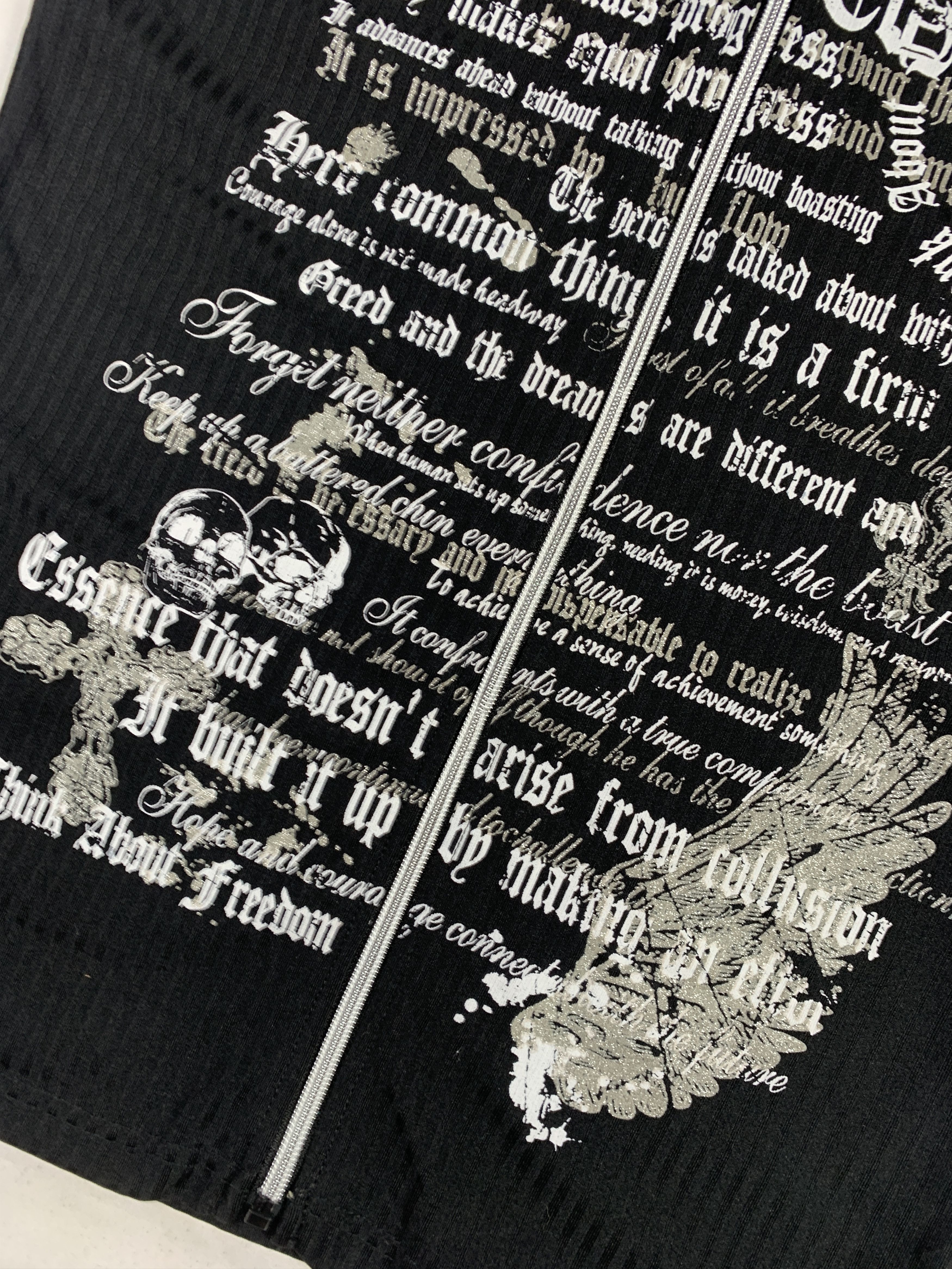 Japanese Brand 2000s Werther Black Cross Poem Skull Hooded Vest (M) Size M / US 6-8 / IT 42-44 - 6 Thumbnail
