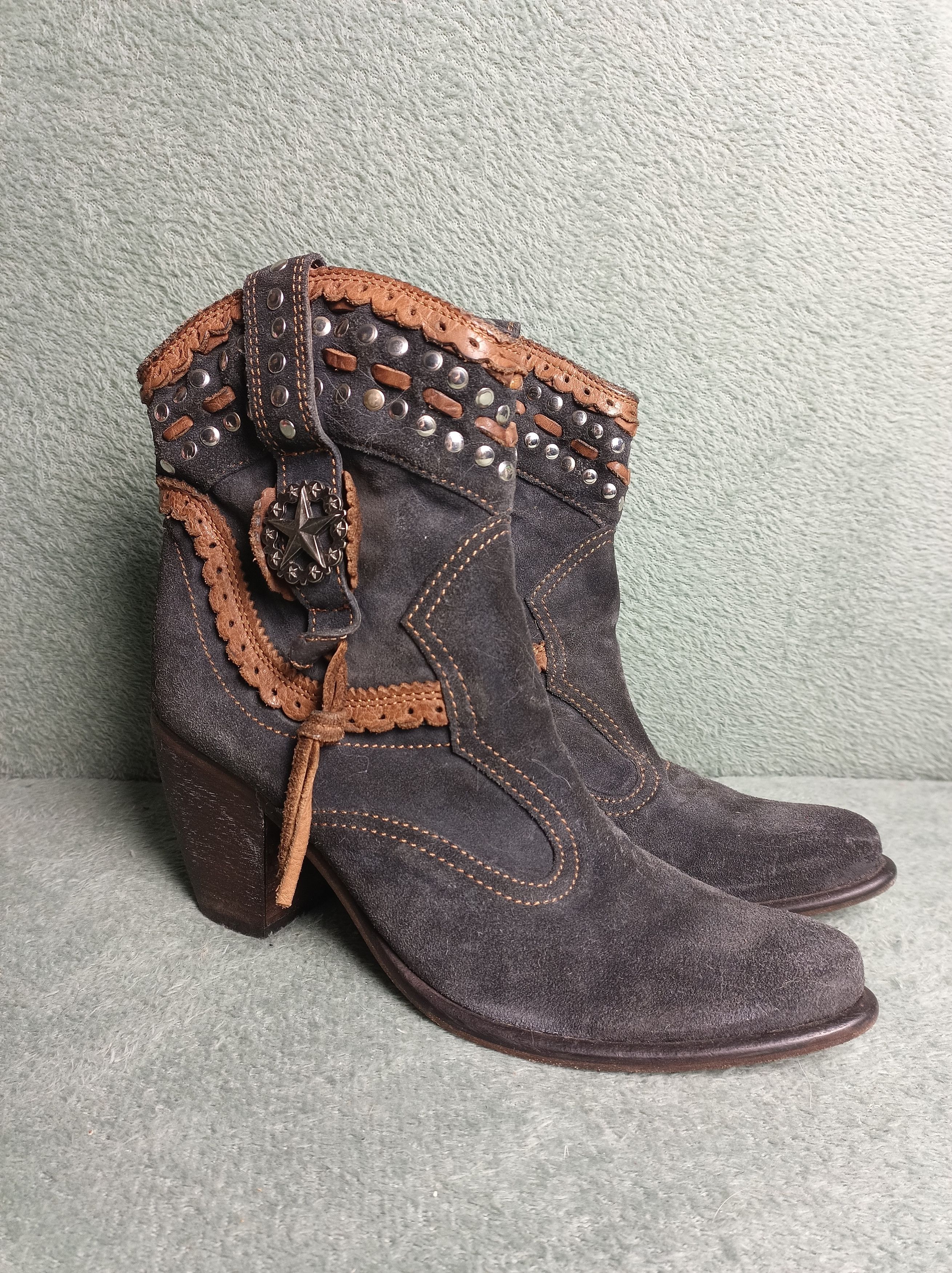 Cowboy Equipment × Handmade EL VAQUERO Leather Cowboy Ankle Boots EU 39 Size US 9 / IT 39 - 3 Thumbnail