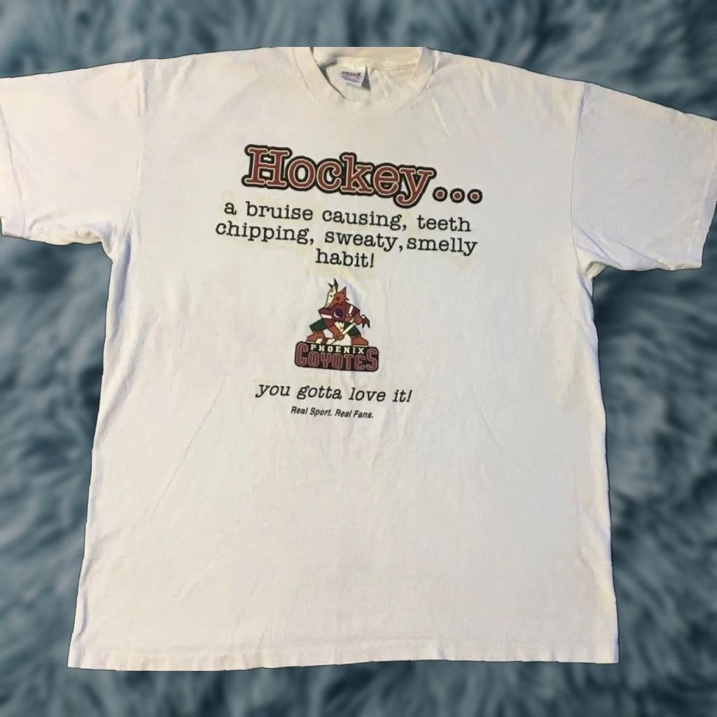 Vintage VINTAGE 90s Phoenix Coyotes T-Shirt XXL White Grunge Joke Smelly Habit Faded Single Stitch Men Short Sleeve USA United States Hockey Size US XXL / EU 58 / 5 - 1 Thumbnail