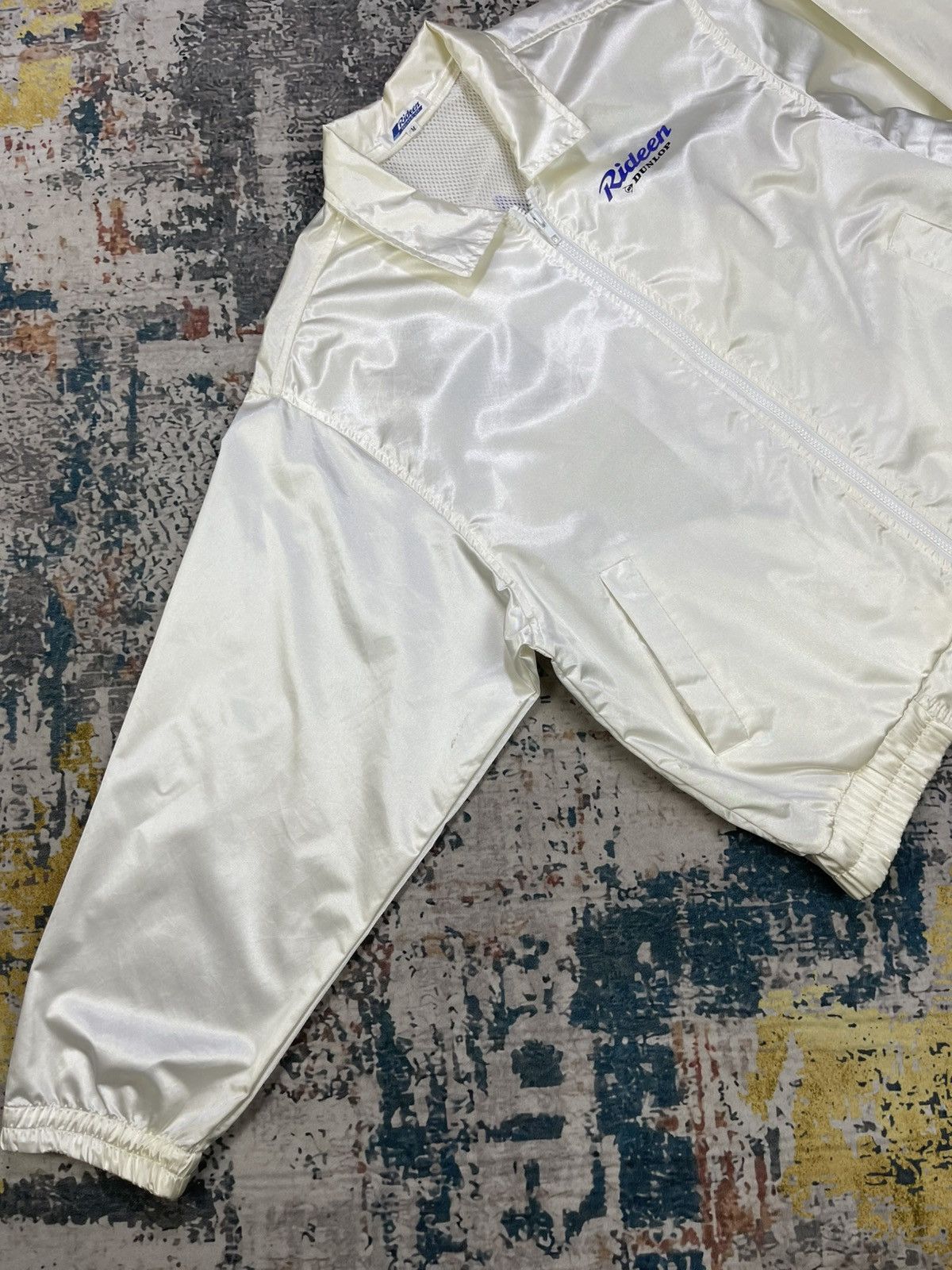 Vtg Dunlop Racing Staff Rideen Nylon Zipper Jacket