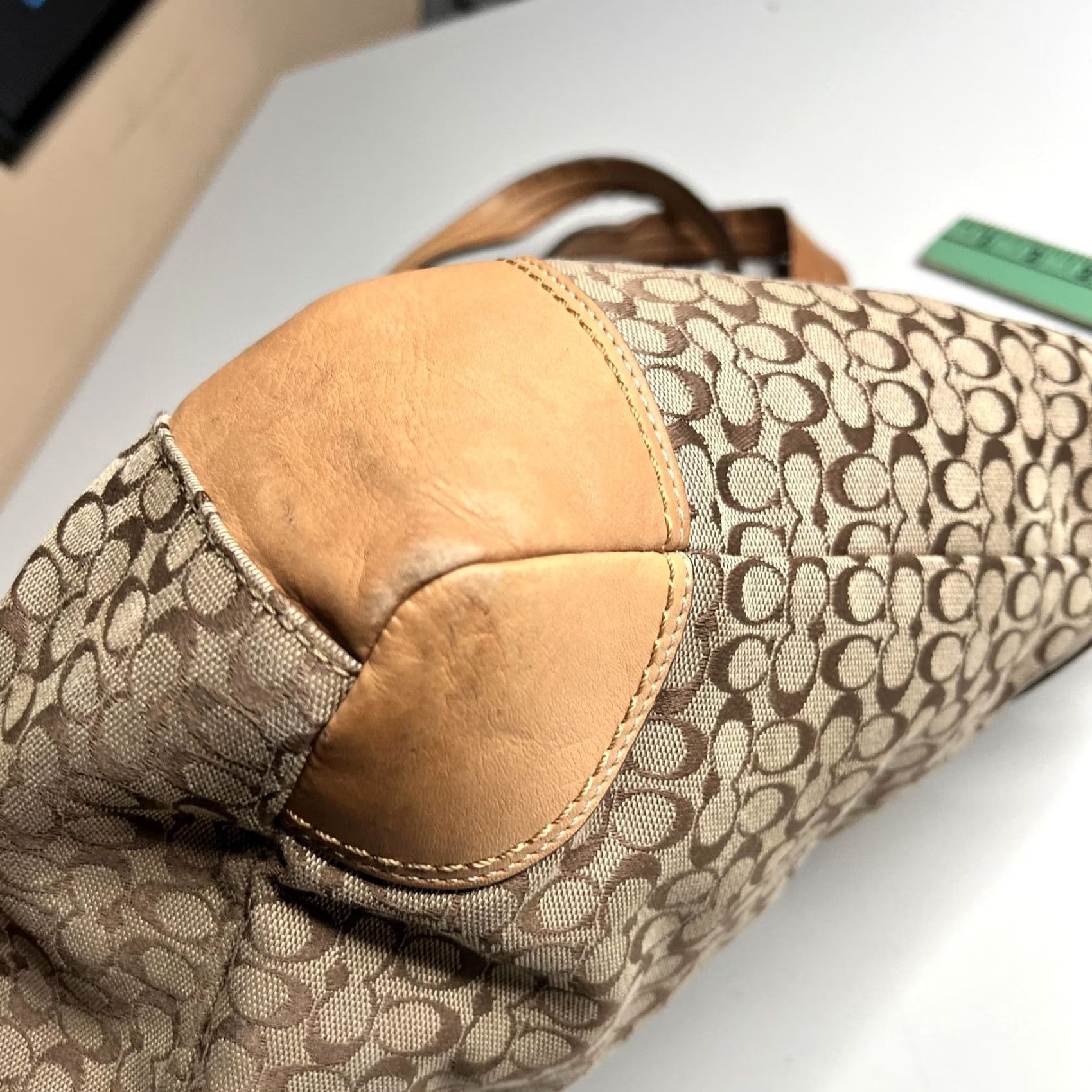 Coach Coach Signature Avary Tote Bag Womens Large Brown Jacquard Leather Shoulder Stripe Size ONE SIZE - 3 Thumbnail